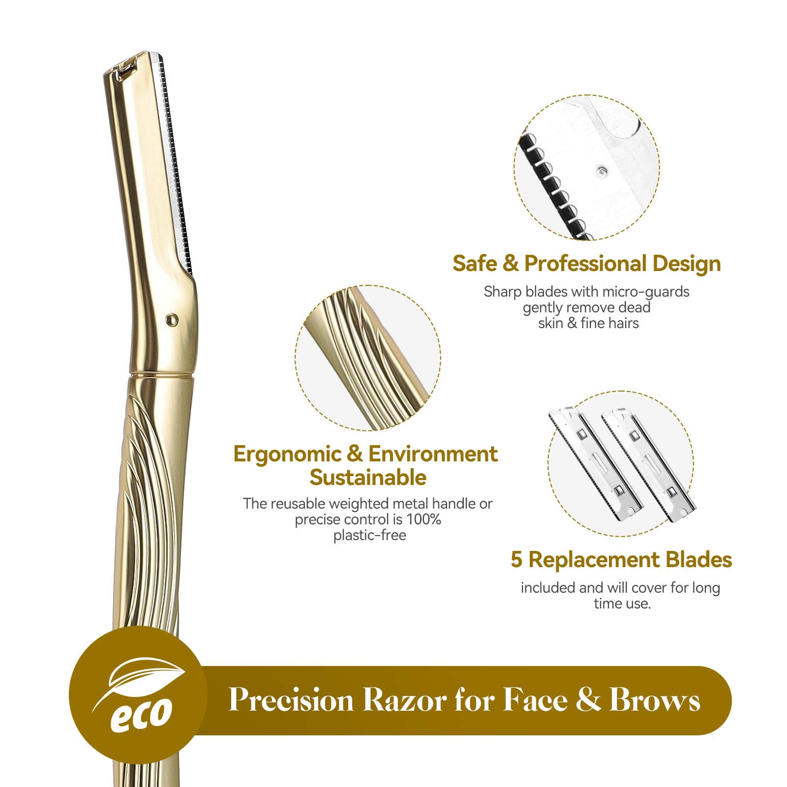 Erowzola Dermaplaning Tool For Face, Eyebrow Razor For Women And Men, Eyebrow Trimmer And Facial Shaver Dermaplane Razor For Pea