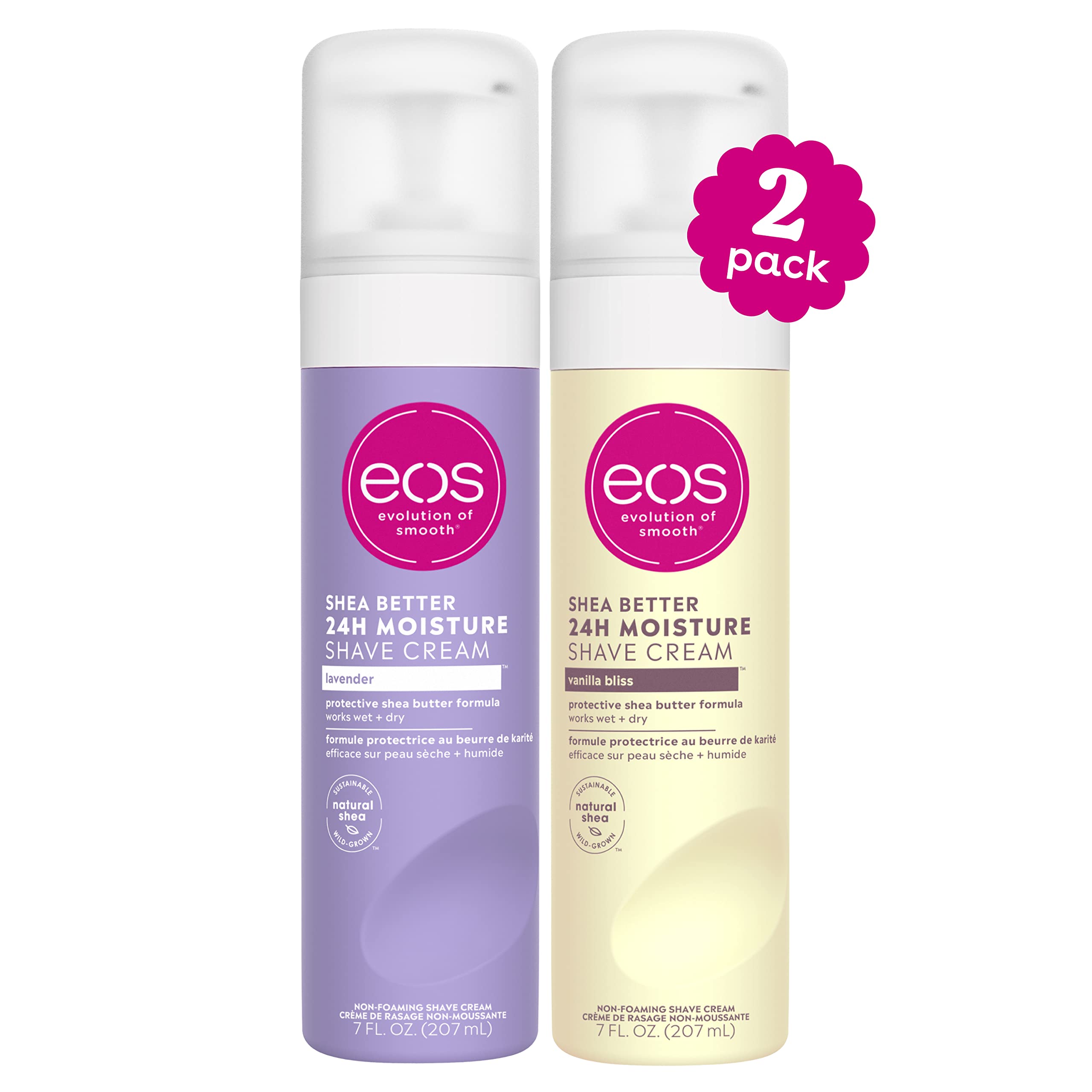 eos Shea Better Shaving Cream for Women - Variety Pack: Vanilla Bliss + Lavender | Shave Cream, Skin Care and Lotion with Shea B