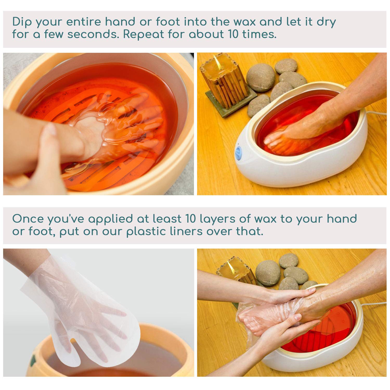 Segbeauty Paraffin Wax Liners, 200Pcs Larger And Thicker Plastic Hand And Foot Bags, Plastic Paraffin Bath Mitt Glove And Sock L