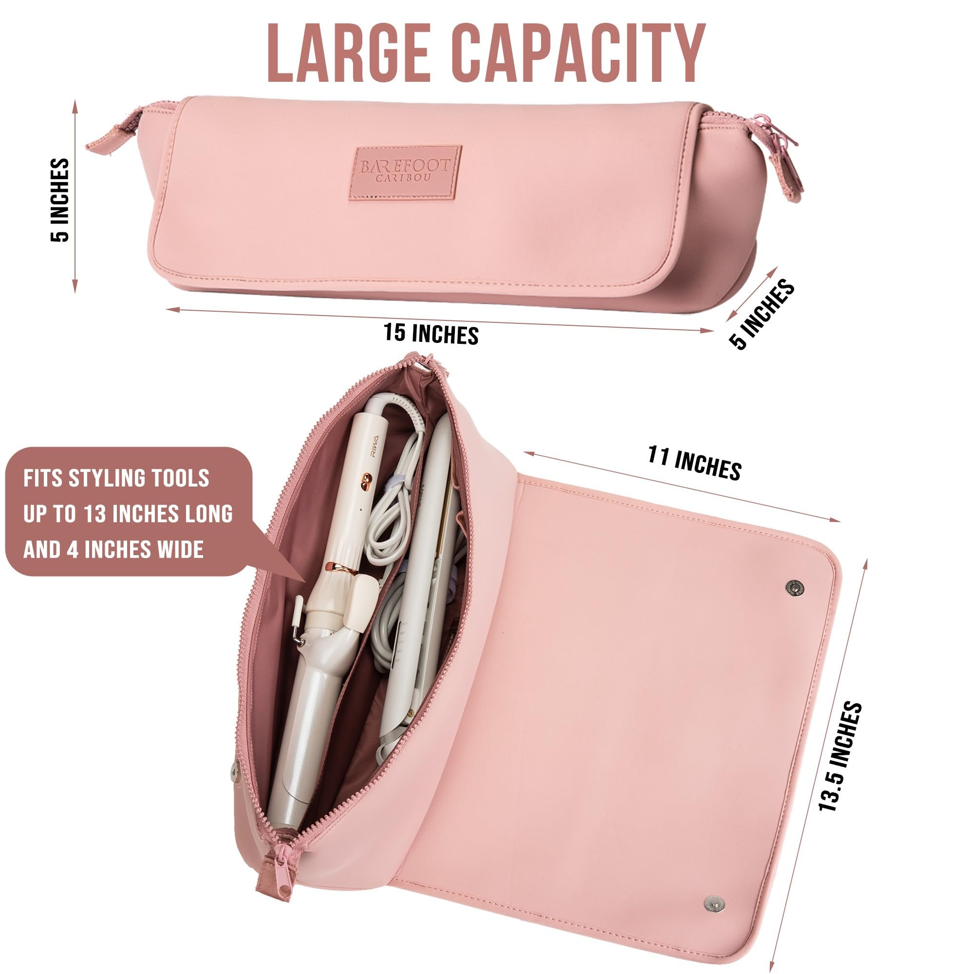 Barefoot Caribou Hair Tools Travel Bag And Heat Resistant Mat For Flat Irons, Straighteners, Curling Iron, And Haircare Accessor