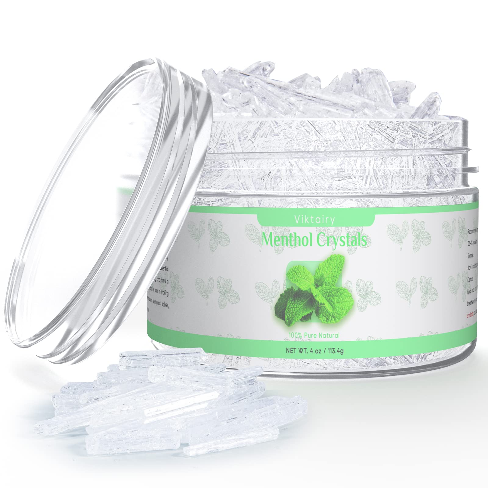 Viktairy Menthol Crystals 4 Oz, 100% Pure Organic Mint Crystals | Great For Making Shower Steamers, Creams And Soaps