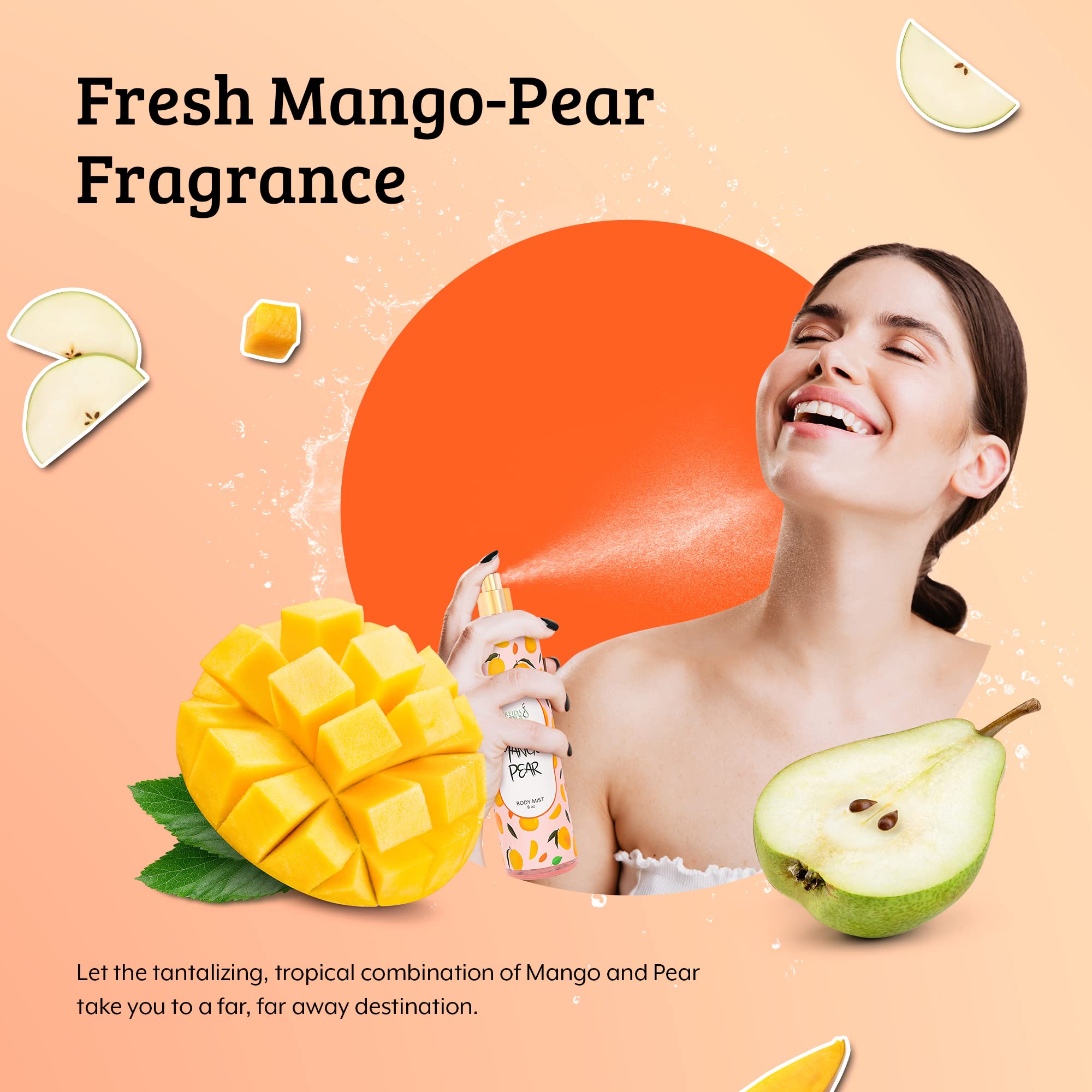 Exquisite Body Spray Mango Pear Scent: Luxury Women'S Perfume Fragrance Body Mist Spray - Ideal For Special Occasions - 8 Oz Fin