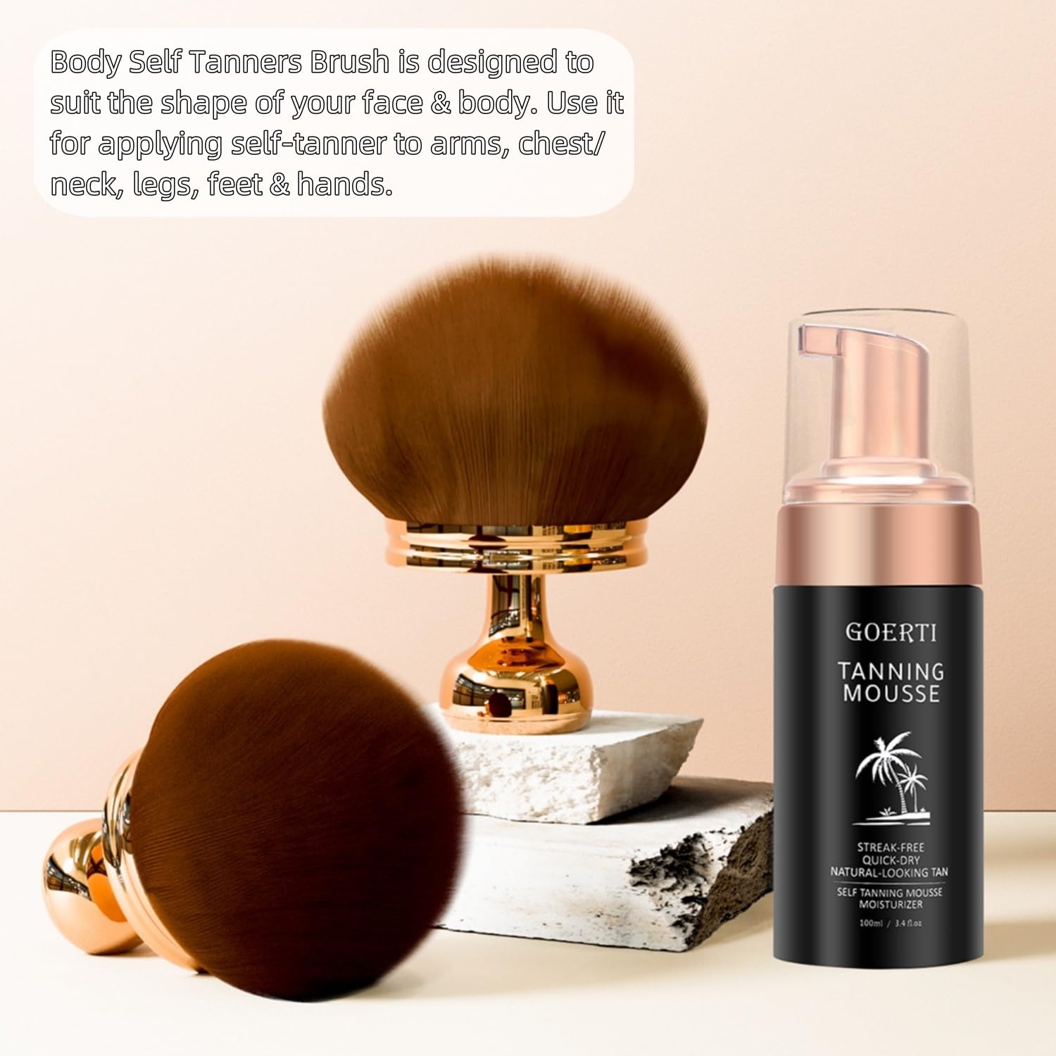 Goerti Self Tanner Brush - Extra Large Body Makeup Brush For Self Tanning, Blend & Blur Kabuki Brush For Face Body Bronzer Tanni