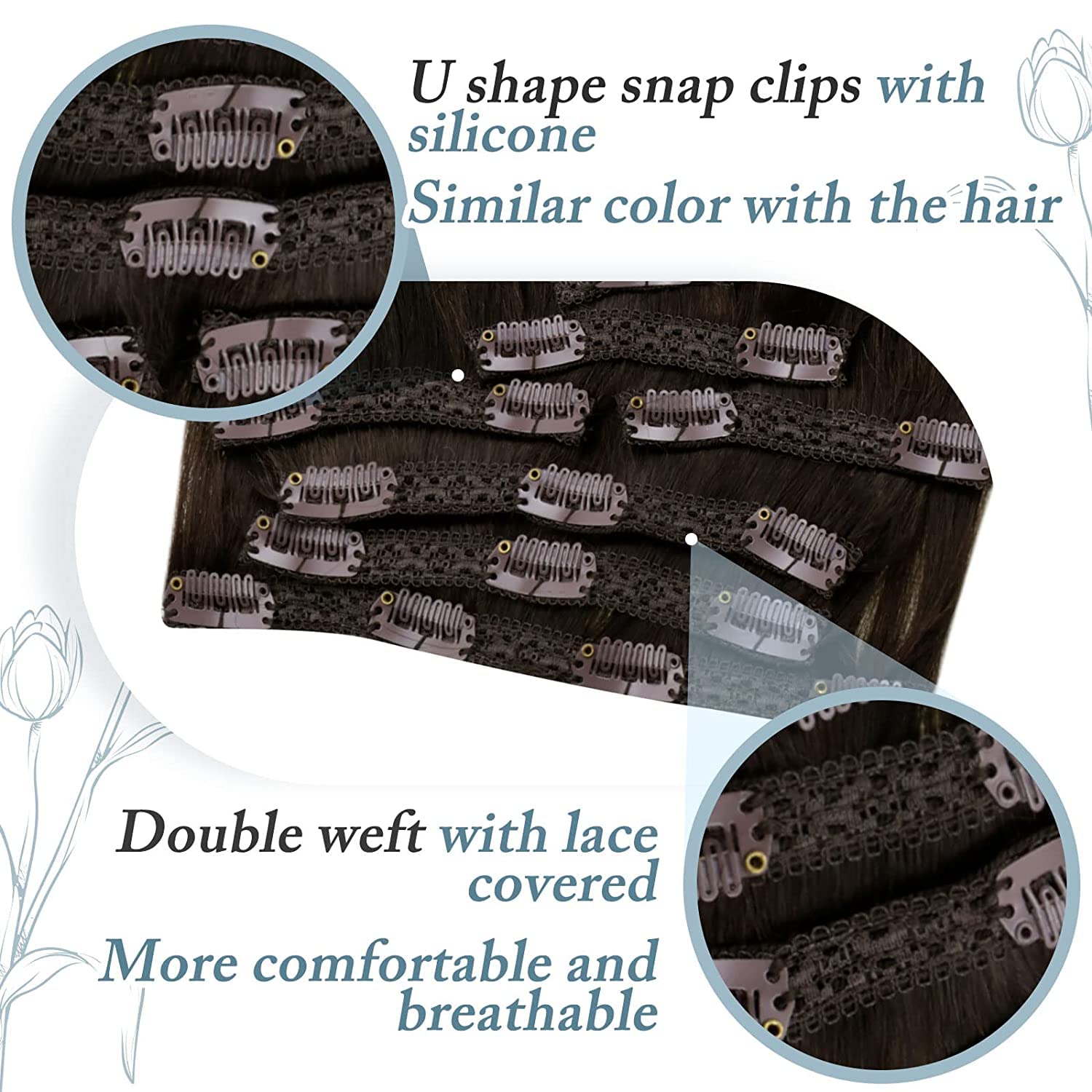 Runature Dark Brown Clip In Hair Extensions Human Hair 10 Inch Full Head Hair Extensions Real Human Hair Clip Ins Short Thick Cl