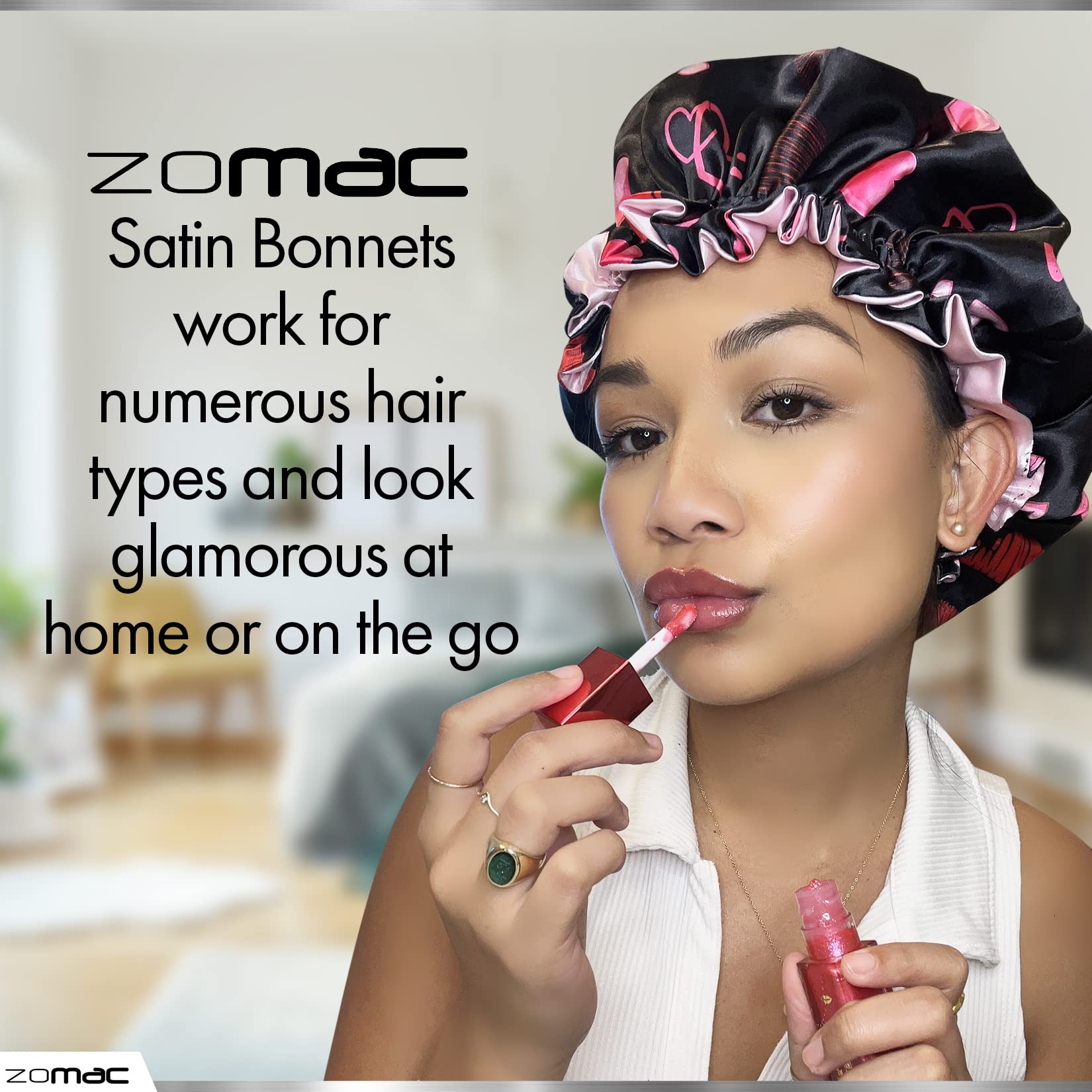 Zomac Satin Bonnet Bundle With Ambi Oily And Combination Skin Products, Includes Ambi Black Soap Cleansing Bar, Ambi Gentle Exfo