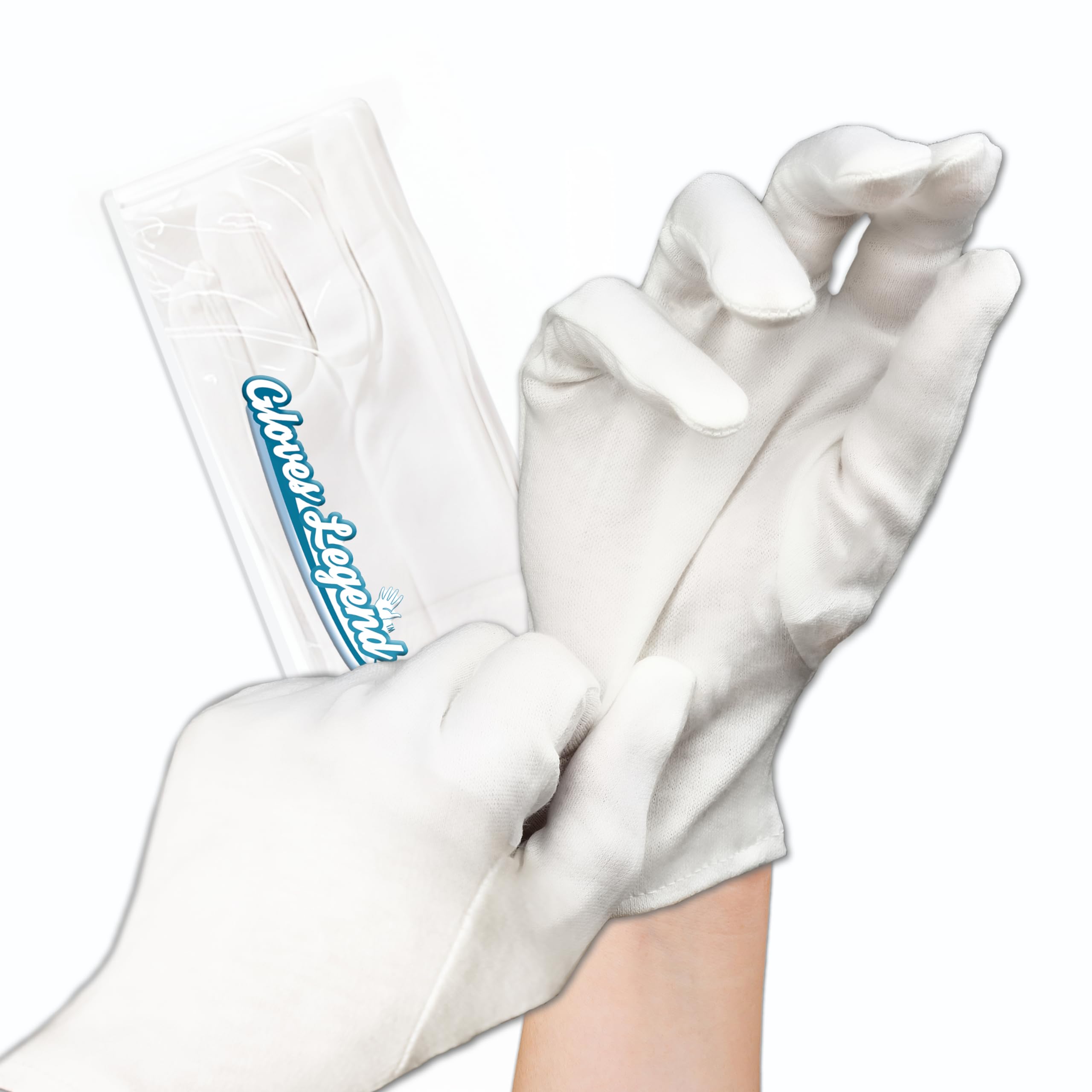 6 Pairs - Medium - Gloves Legend Cotton Moisturizing Gloves for Dry Hands - White Sleeping Gloves for Nighttime Care - 100% Cott