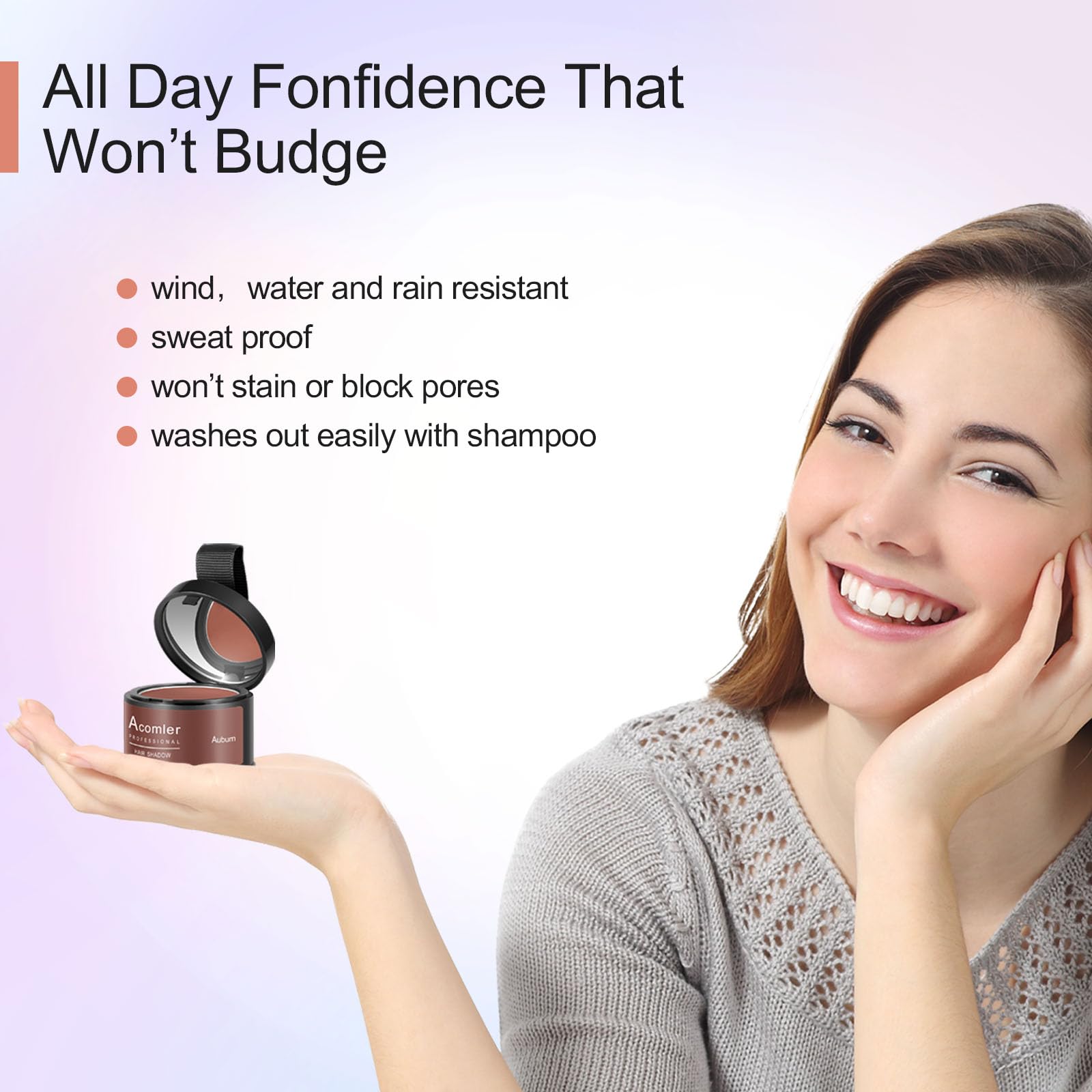 Acomler Root Cover Up Powder For Thinning Hair, Grey Coverage, And Bald Spots - Medium Brown For Hairline Shadow And Beard Line