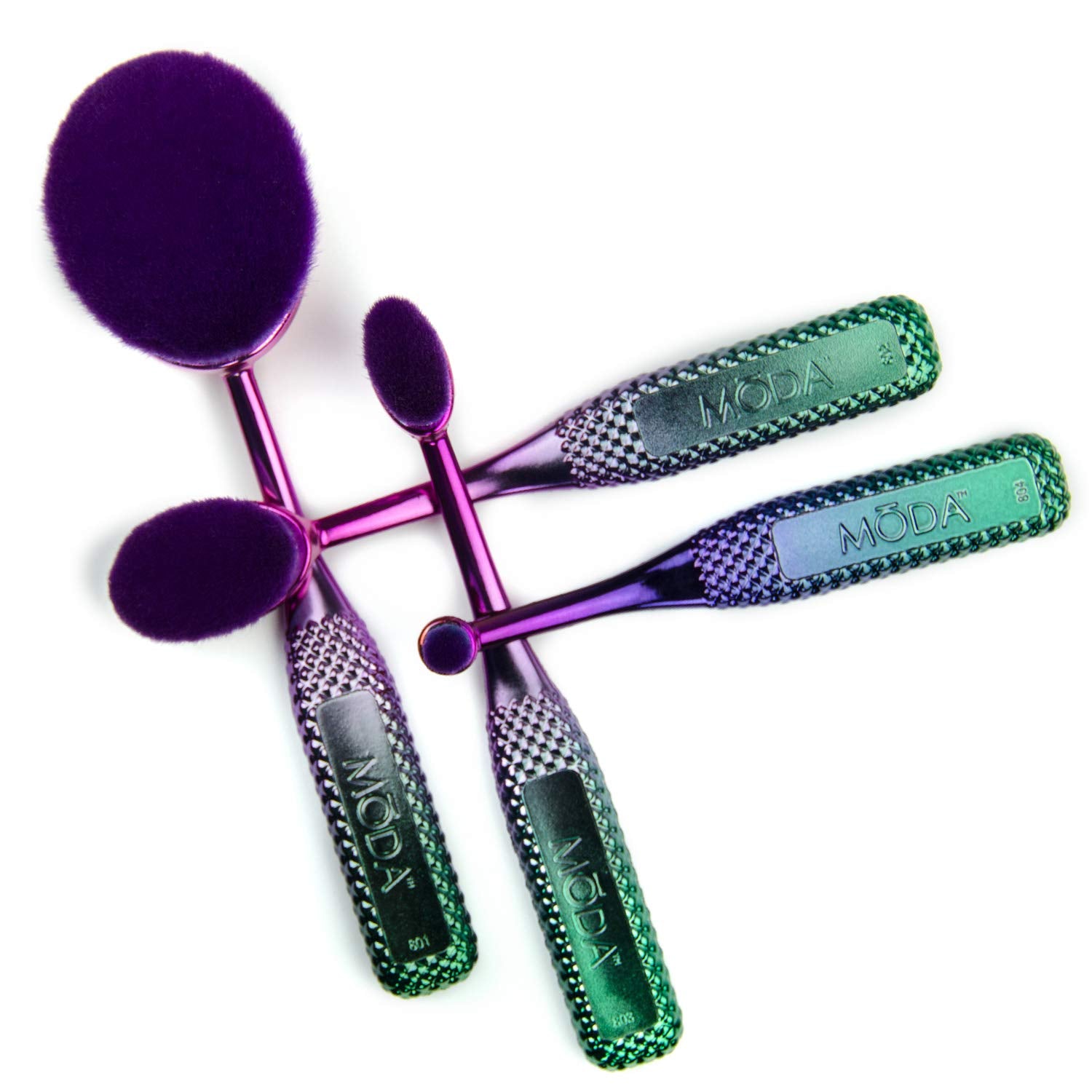 Moda Full Size Face Perfecting 4Pc Oval Makeup Brush Set, Includes - Foundation, Contour, Detail Contour, And Concealer Brushes