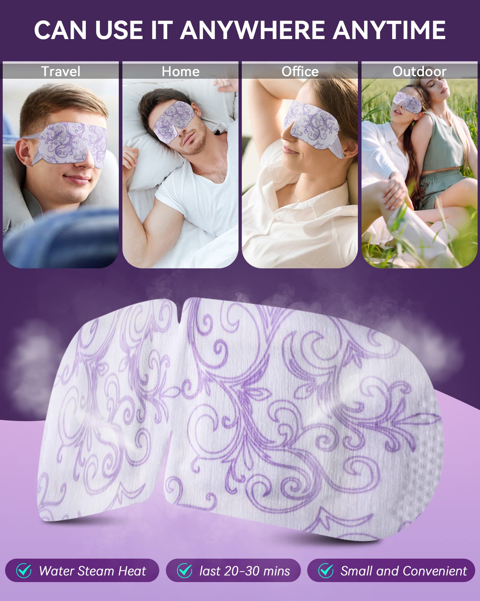 30 Packs Lavender Steam Eye Mask - Heated Eye Mask For Dark Circles And Puffiness Warm Eye Mask For Dry Eye Mask Relief Eye Fati
