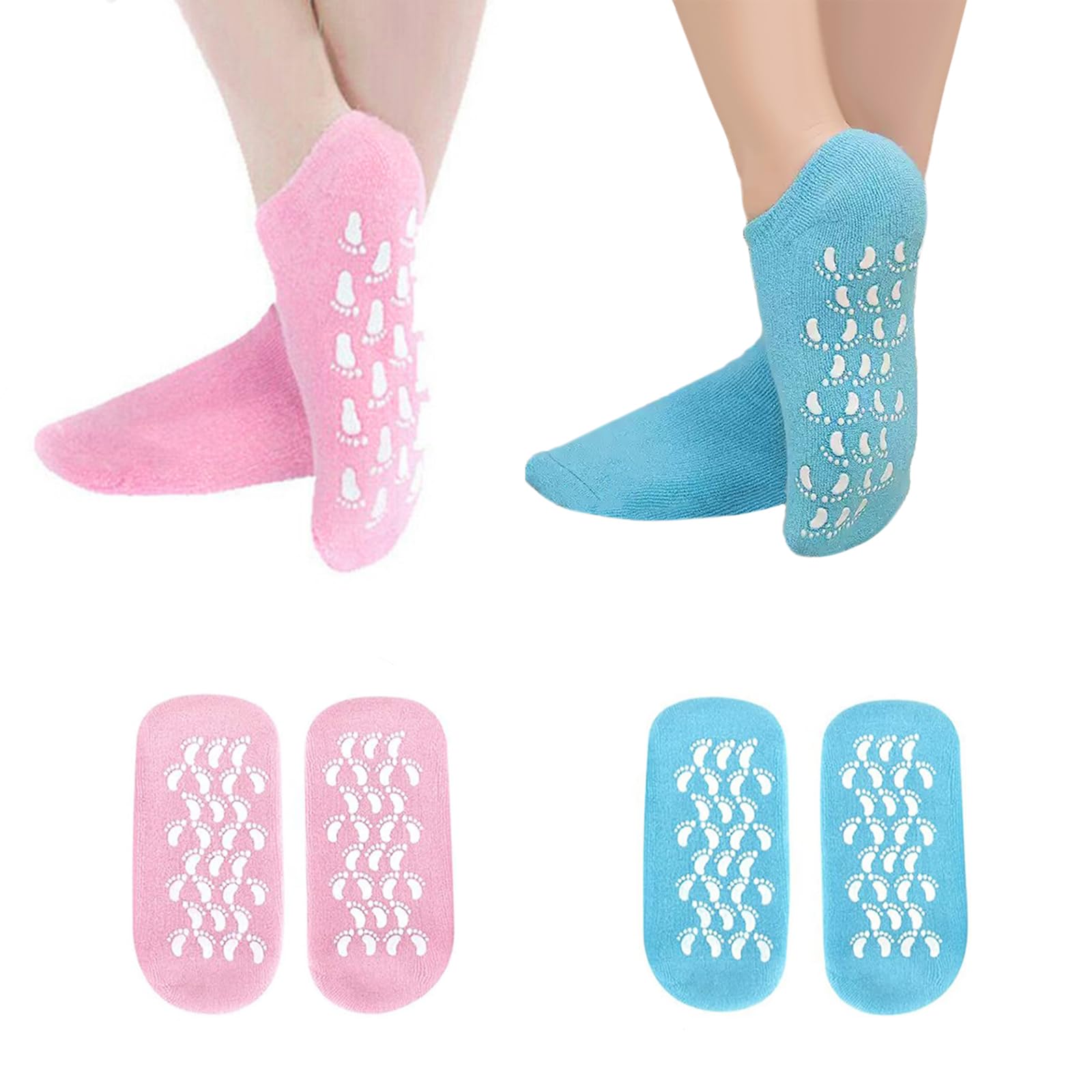 ZFYOUNG Moisturizing Socks, 2 Pairs Moisturizing Gel Socks,Soft Feet Moisturizer Spa & Pedicure Socks for Dry Cracked Heels, Cal