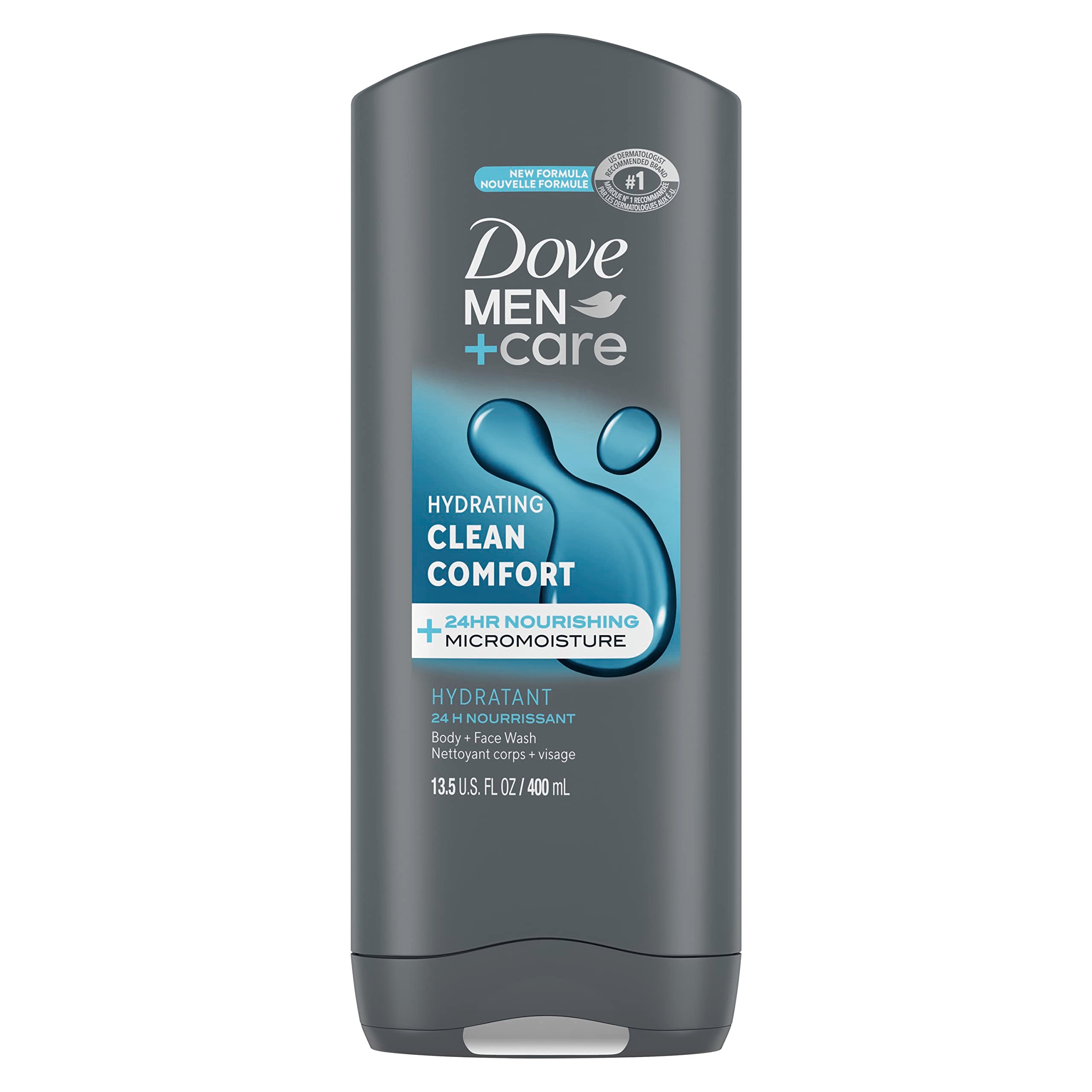 Dove Men+Care Body Wash and Face Wash Clean Comfort 13.5 oz for Dry Skin Effectively Washes Away Bacteria While Nourishing Your 