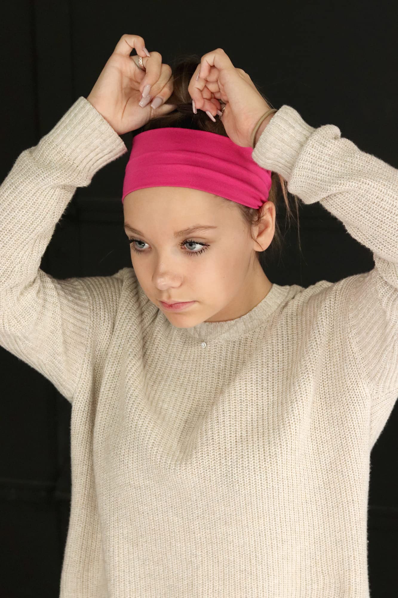 3'' Wide Cotton Headbands Pack Stretch Elastic Yoga Soft And Stretchy Sports Sweatbands Fashion Headband For Teens Women Girls M