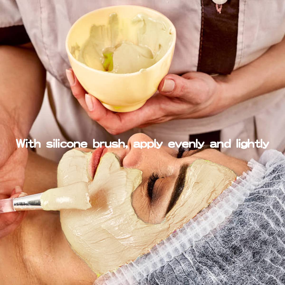 Fercaish 4Pcs Diy Face Mask Mixing Bowl, Microwavable Silicone Facial Mud Bowl Cosmetic Beauty Tool For Home Salon (Yellow)
