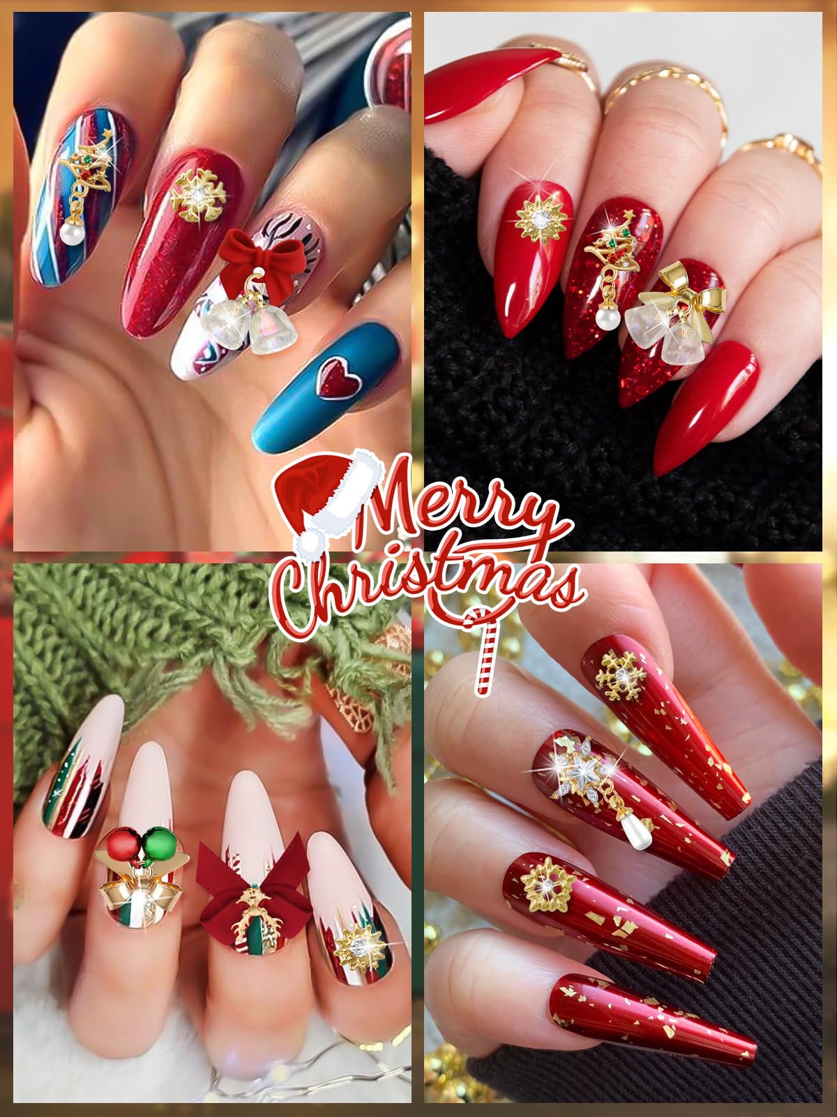 48 Pcs 3D Luxury Nail Charms Torokom Dangle Nail Art Rhinestones Gold Silver Heart Pearl Crystal Gems Nail Jewelry For Acrylic N