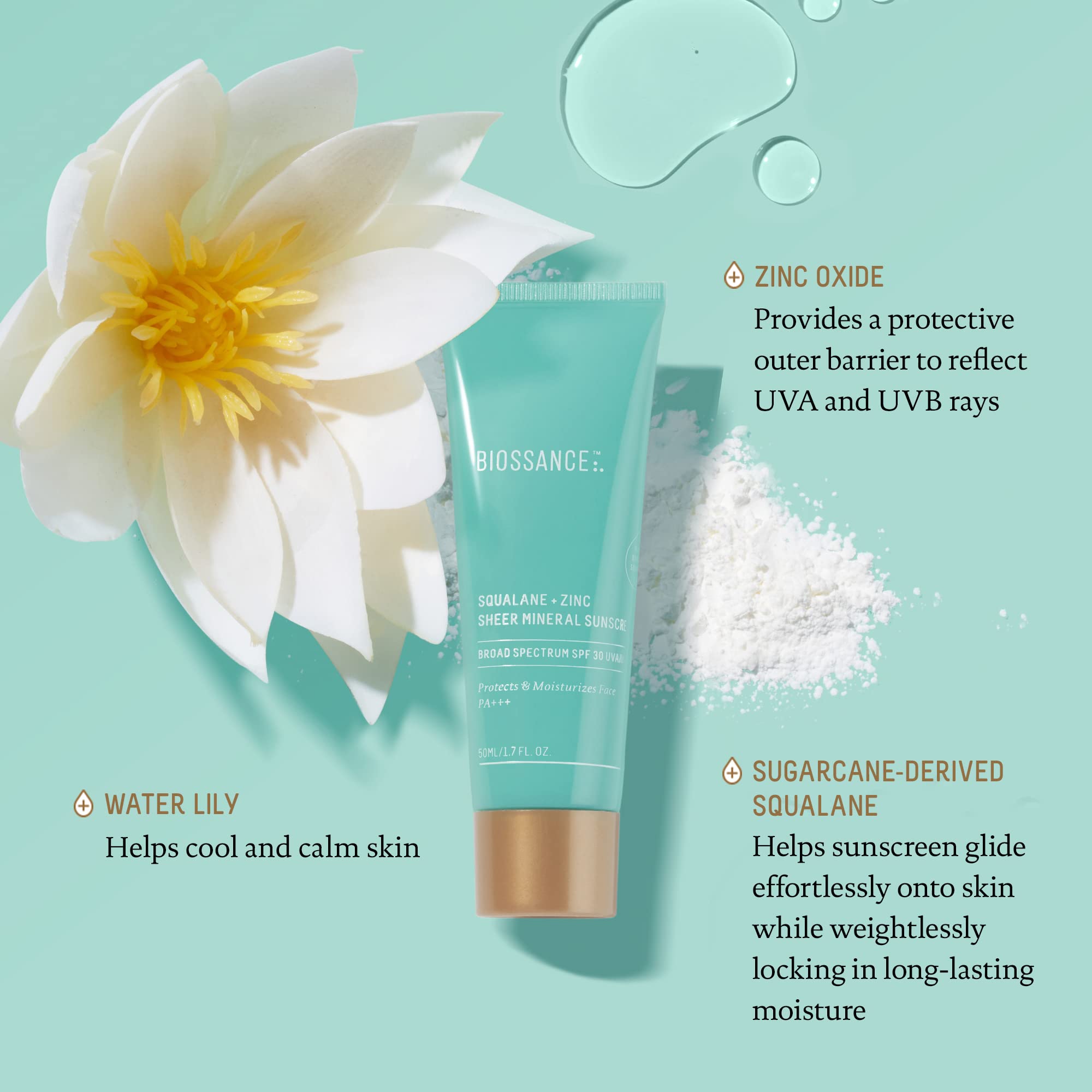 Biossance Squalane + Zinc Sheer Mineral Sunscreen. Broad-Spectrum Spf 30 Pa+++ Zinc Oxide Sunscreen That Protects And Hydrates S