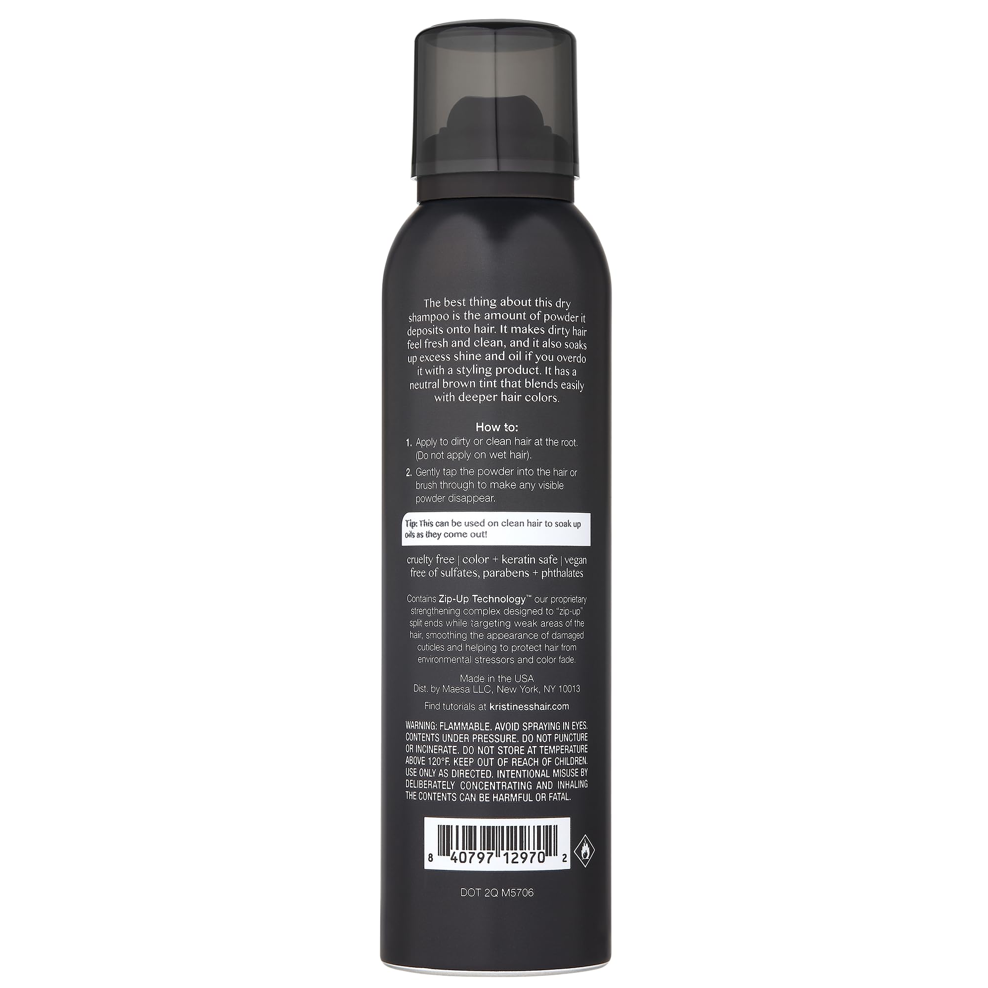 Kristin Ess Hair Brunette Dry Shampoo For Dark + Brown Hair With Vitamin C, For Oily Hair, Dry Shampoo Powder Spray For Women, V