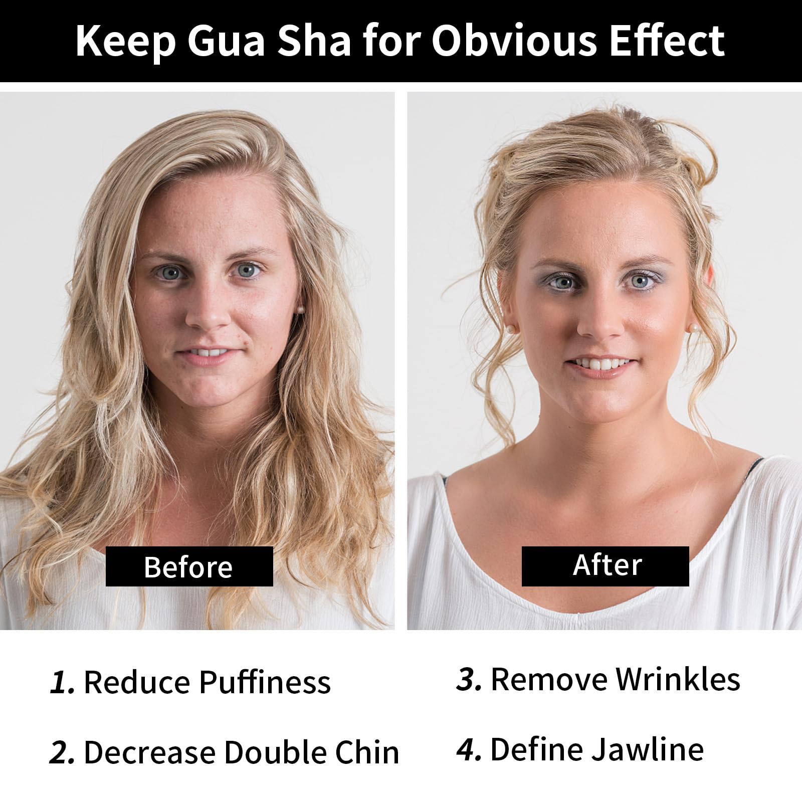 Fuiyoocen Gua Sha Facial Tools 2 Pack, Natural Jade Guasha Tool For Face,Double Chin & Jawline, Gua Sha Stone Self-Skin Care Fac