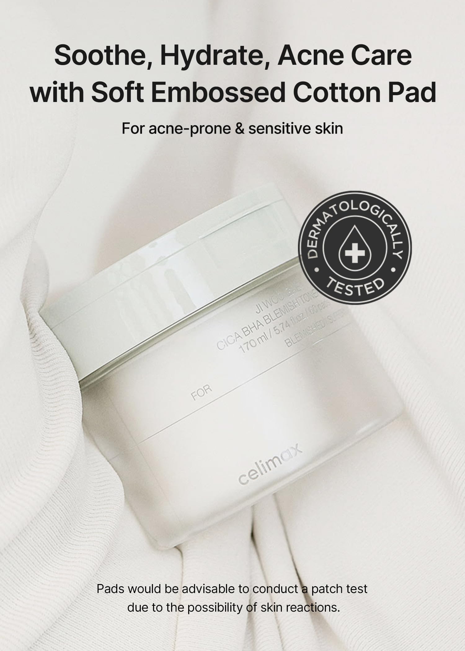 Celimax Ji.Woo.Gae Cica Bha Blemish Toner Pad | Hydrating & Moisturizing Exfoliating Pads For Oily Combination Skin, For Soothin