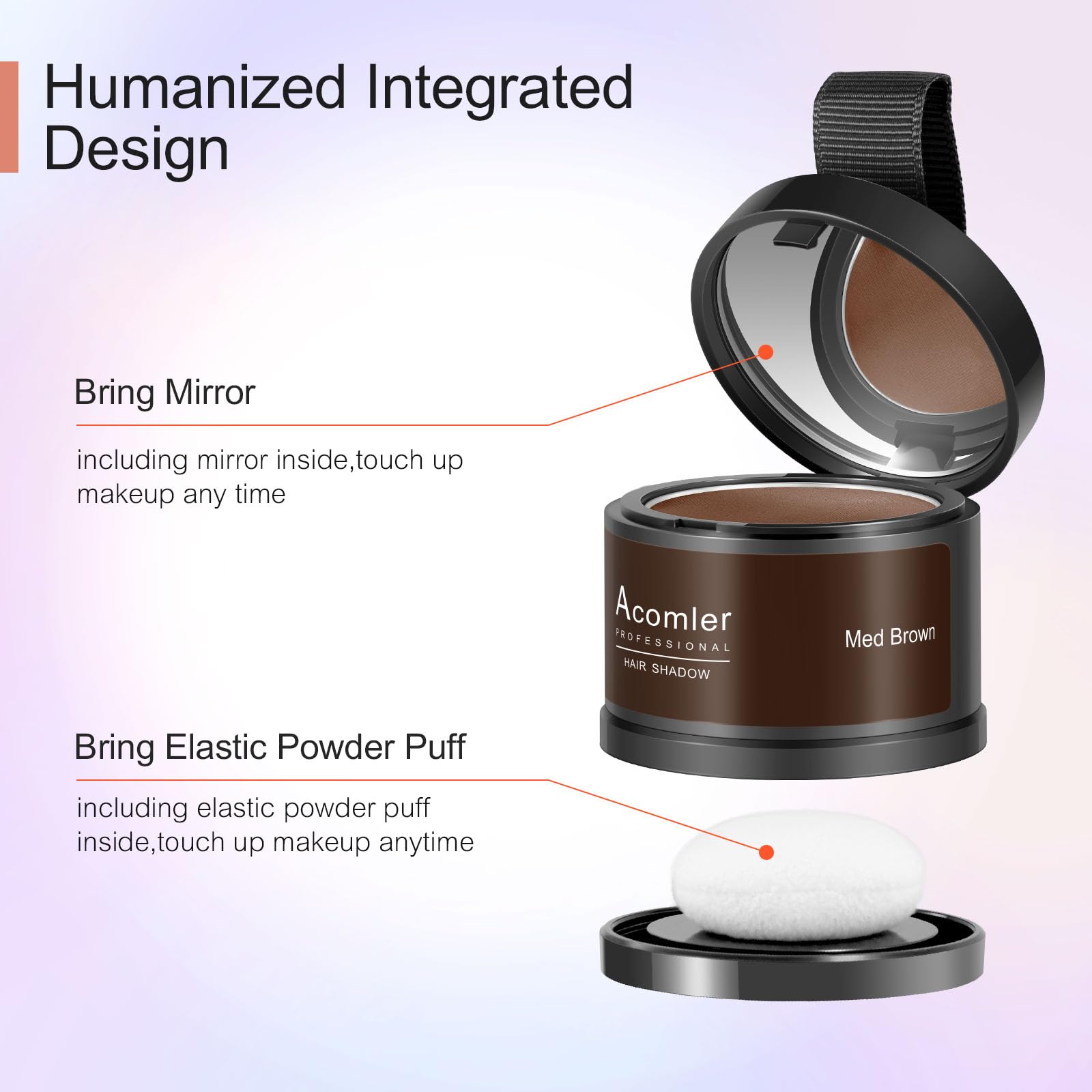 Acomler Root Cover Up Powder For Thinning Hair, Grey Coverage, And Bald Spots - Medium Brown For Hairline Shadow And Beard Line