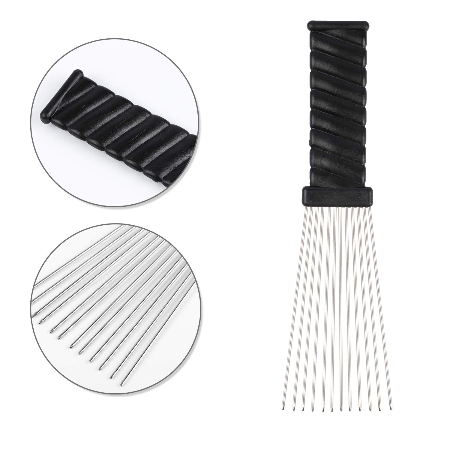 Folansy Wave Style Afro Comb, Metal African American Pick Comb Hairdressing Styling Tool For Hair Styling