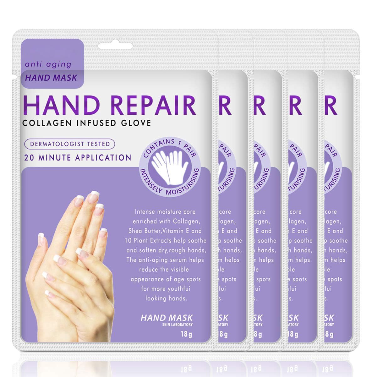 Generic Hand Mask Moisturizing Glove 5 pack, Hand Peel Mask Exfoliating Gloves, Hand Repair Glove for Dry Hands Treatment, Remov