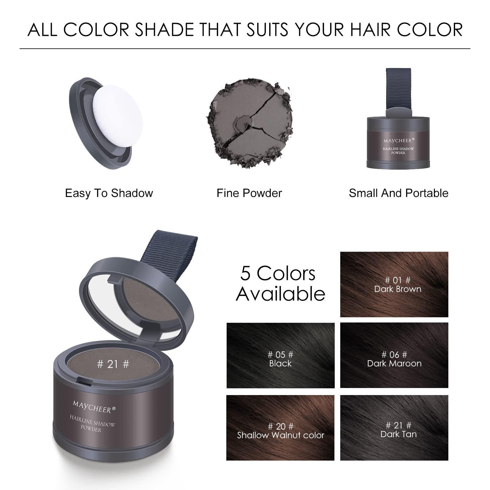Freeorr Root Touch Up Powder For Women And Men, Hair Thinning, Hairline Shadow And Gray Coverage #21 Dark Tan