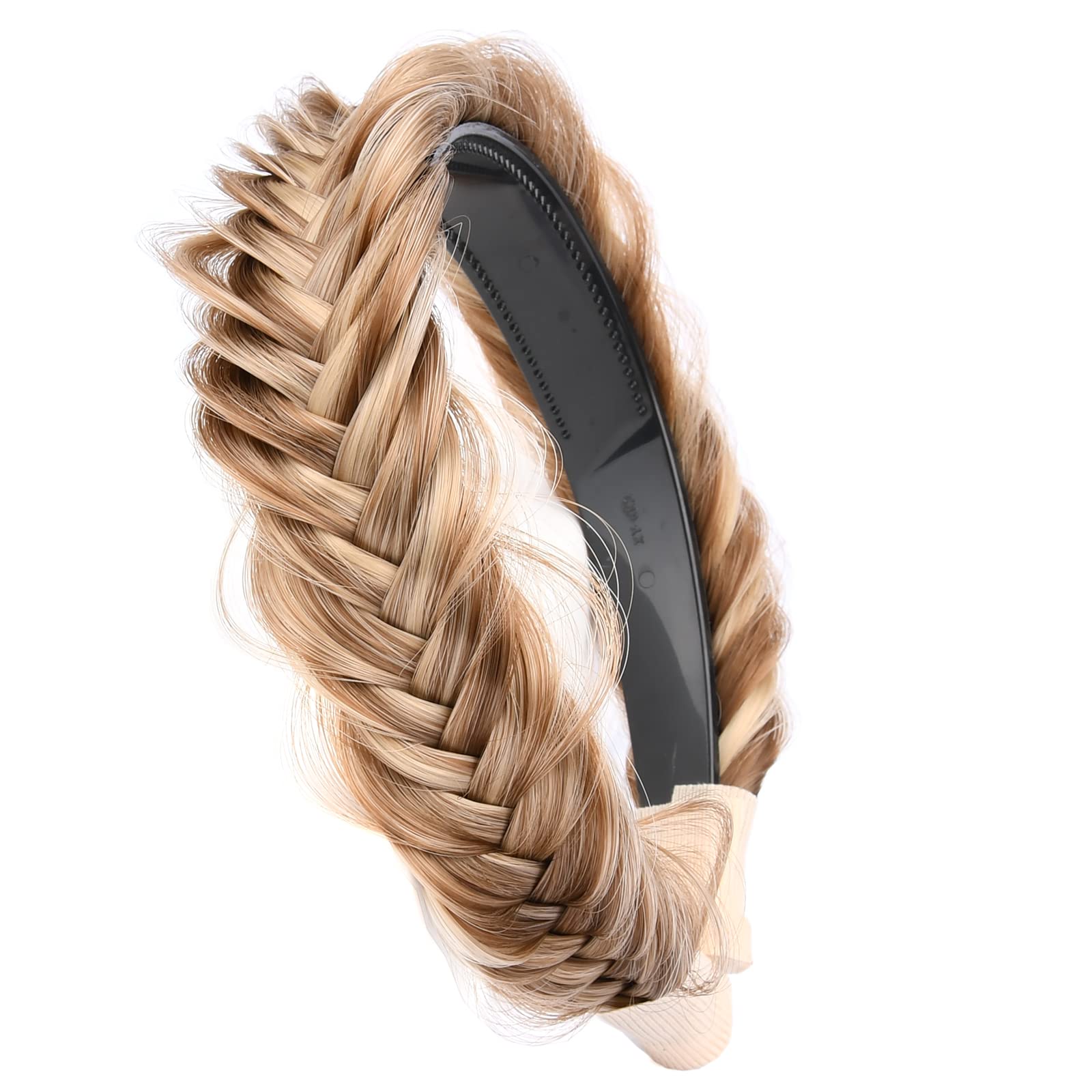 Gledola Braided Headband With Teeth Braids Hairband With Tooth Synthetic Hair Band Plaited Hairband For Women (Fishtail-Highligh