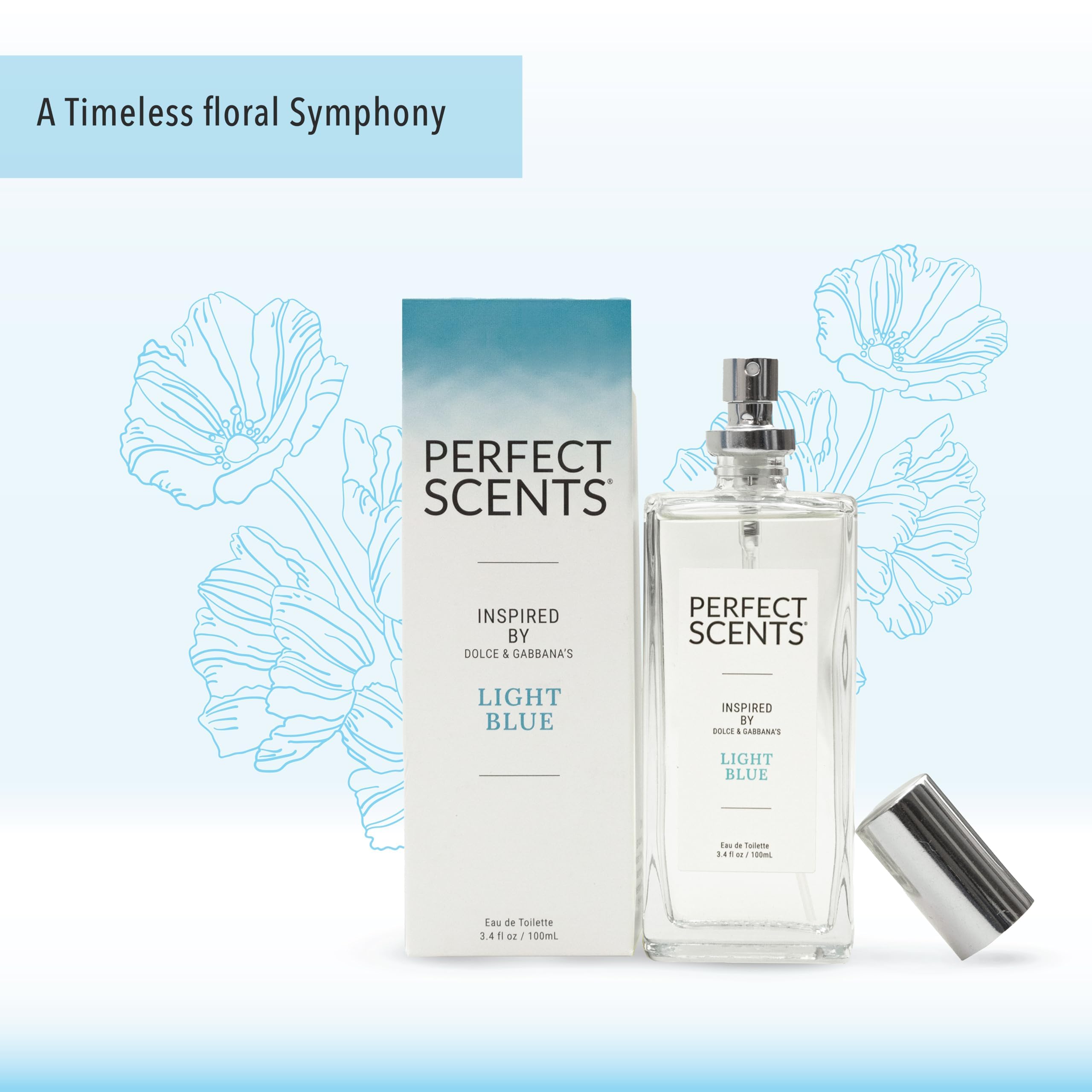 Perfect Scents Fragrances | Inspired By D&Gs Light Blue | Womens Eau De Toilette | Clean, Vegan, Paraben, Phthalate Free | Never