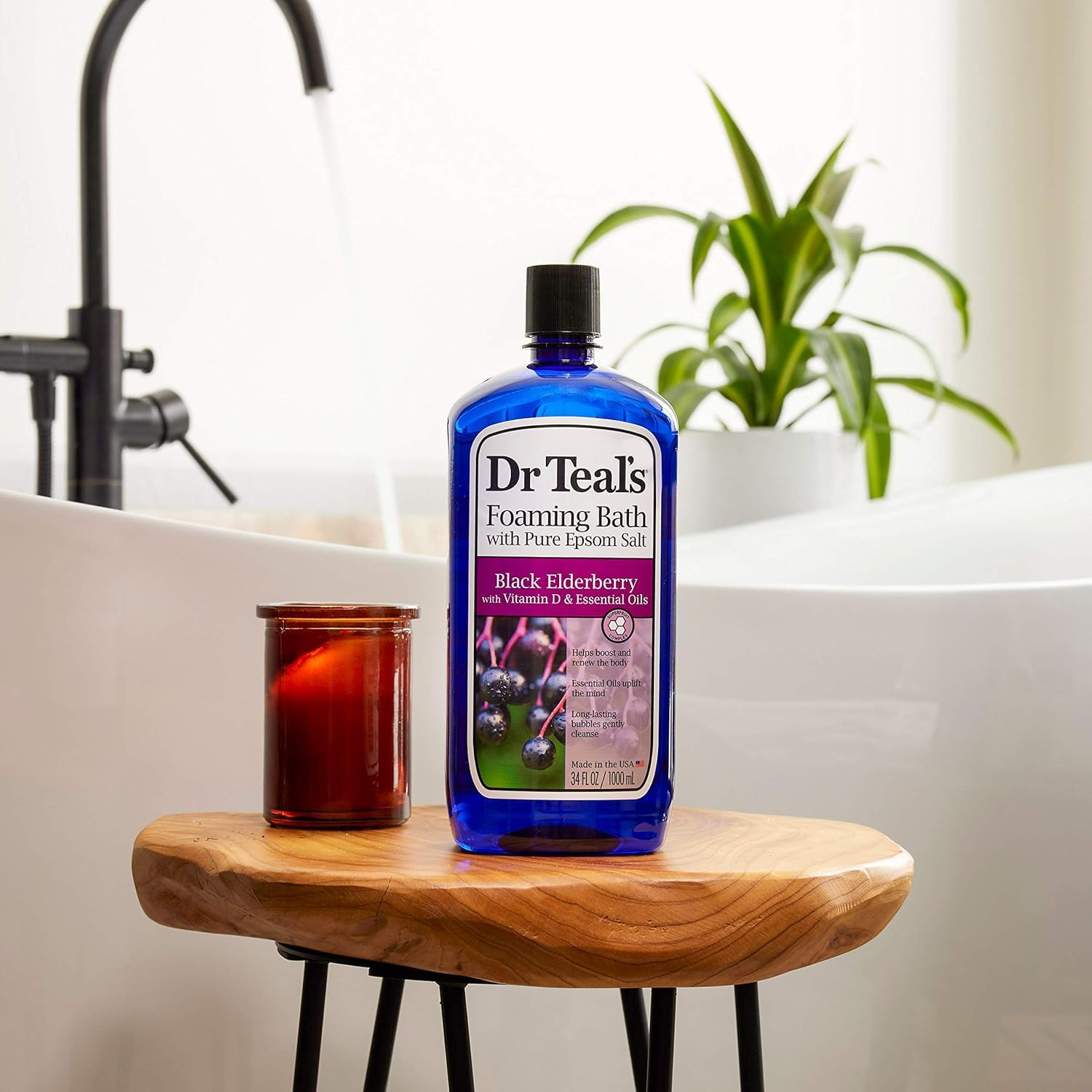 Dr Teal'S Foaming Bath With Pure Epsom Salt, Black Elderberry With Vitamin D & Essential Oils, 34 Fl Oz (Packaging May Vary)