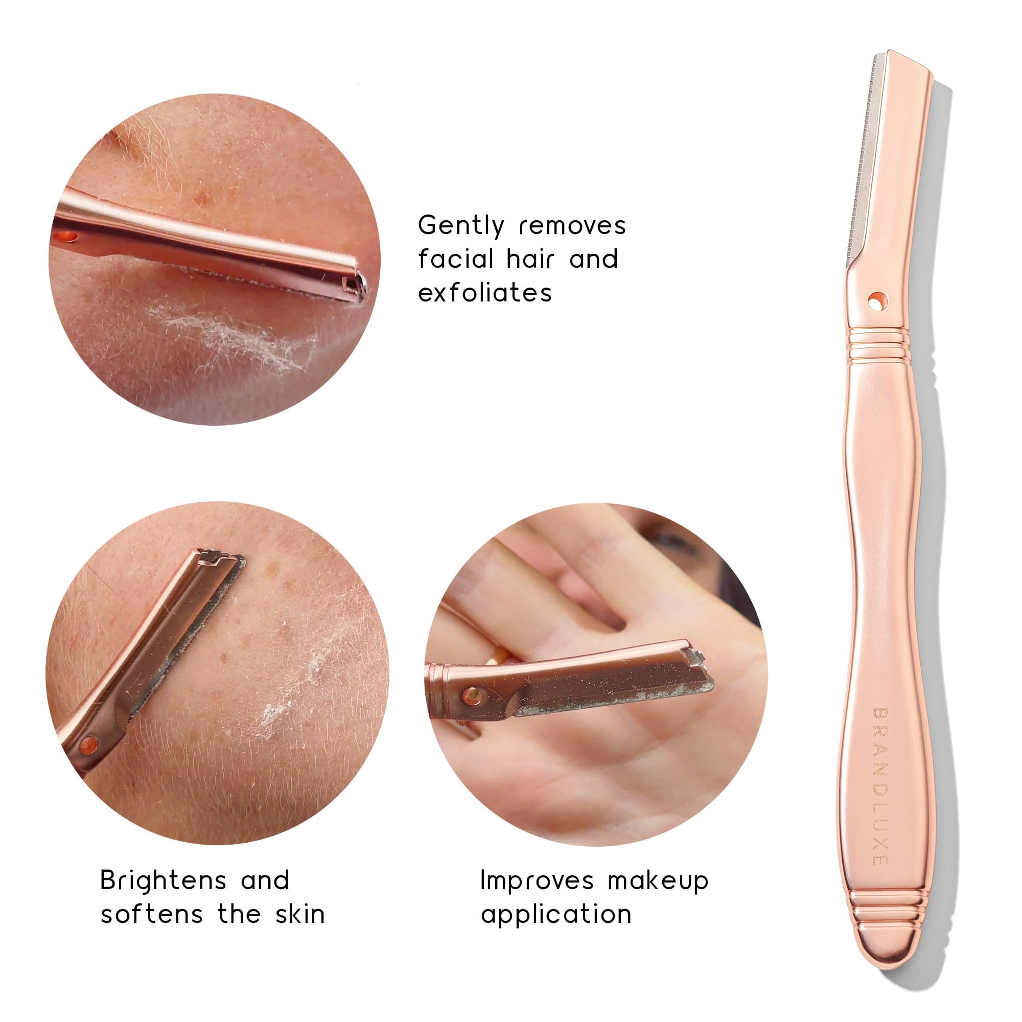 Brandluxe Dermaplaning Tool For Face, Eyebrow Shaping, Hair Removal And Exfoliation. Eco-Friendly Design. Includes 3 Swedish Sta