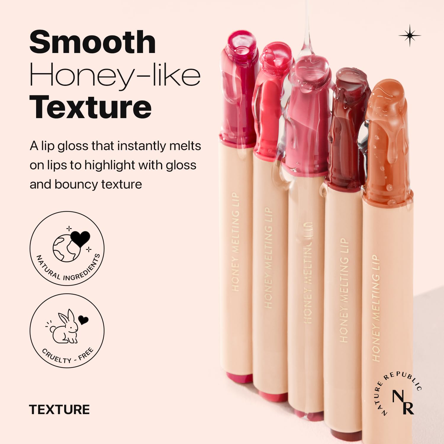 Nature Republic Honey Melting Lip (01 Apricot) K-Beauty, Lip Plumper, Tint, Balm, Korean, Lip Glosscute, Glow