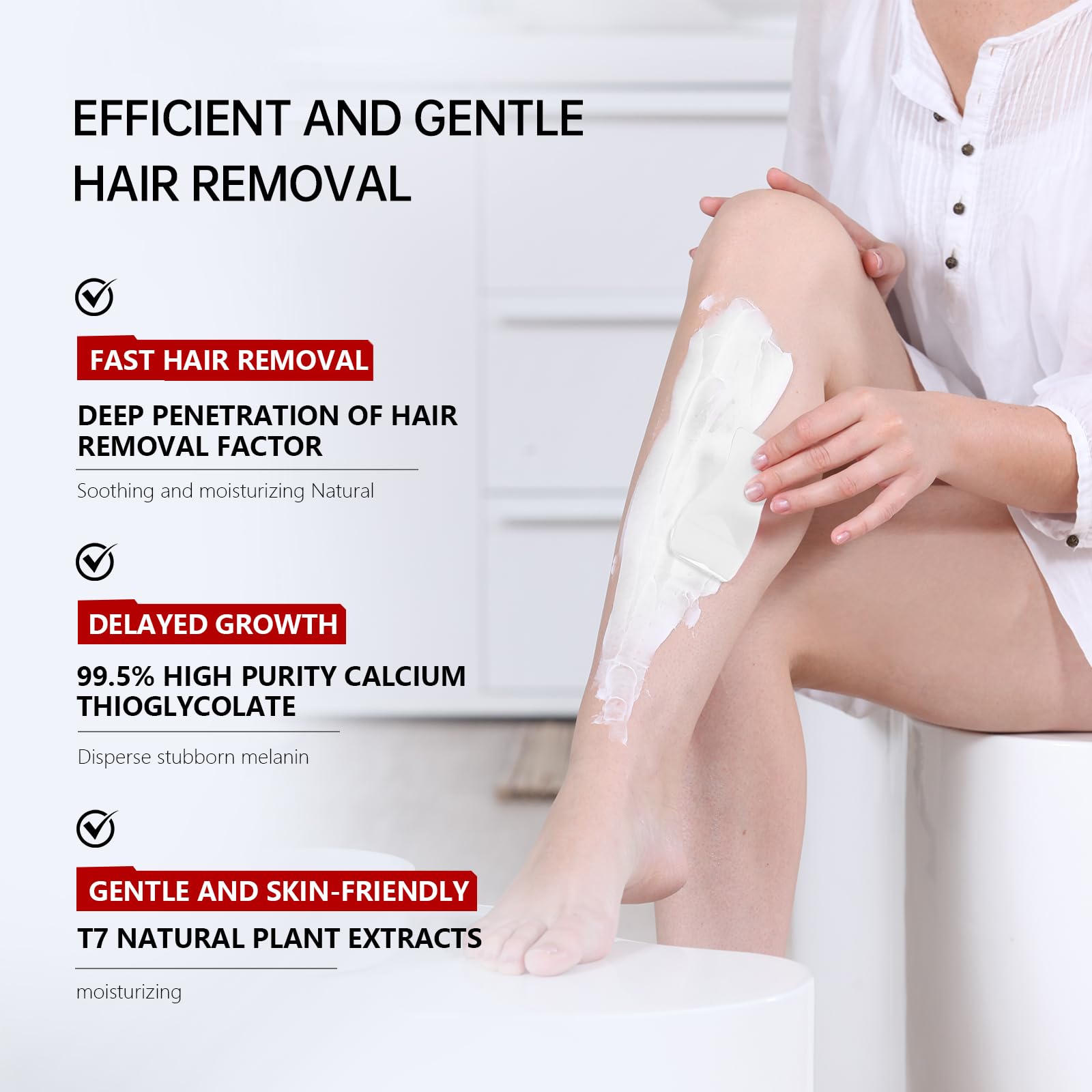 Vgo Painless Hair Removal Cream For Women & Men, Hair Removal Cream For Body, Back & Legs, All Skin Types, 4.06Oz W/Spatula