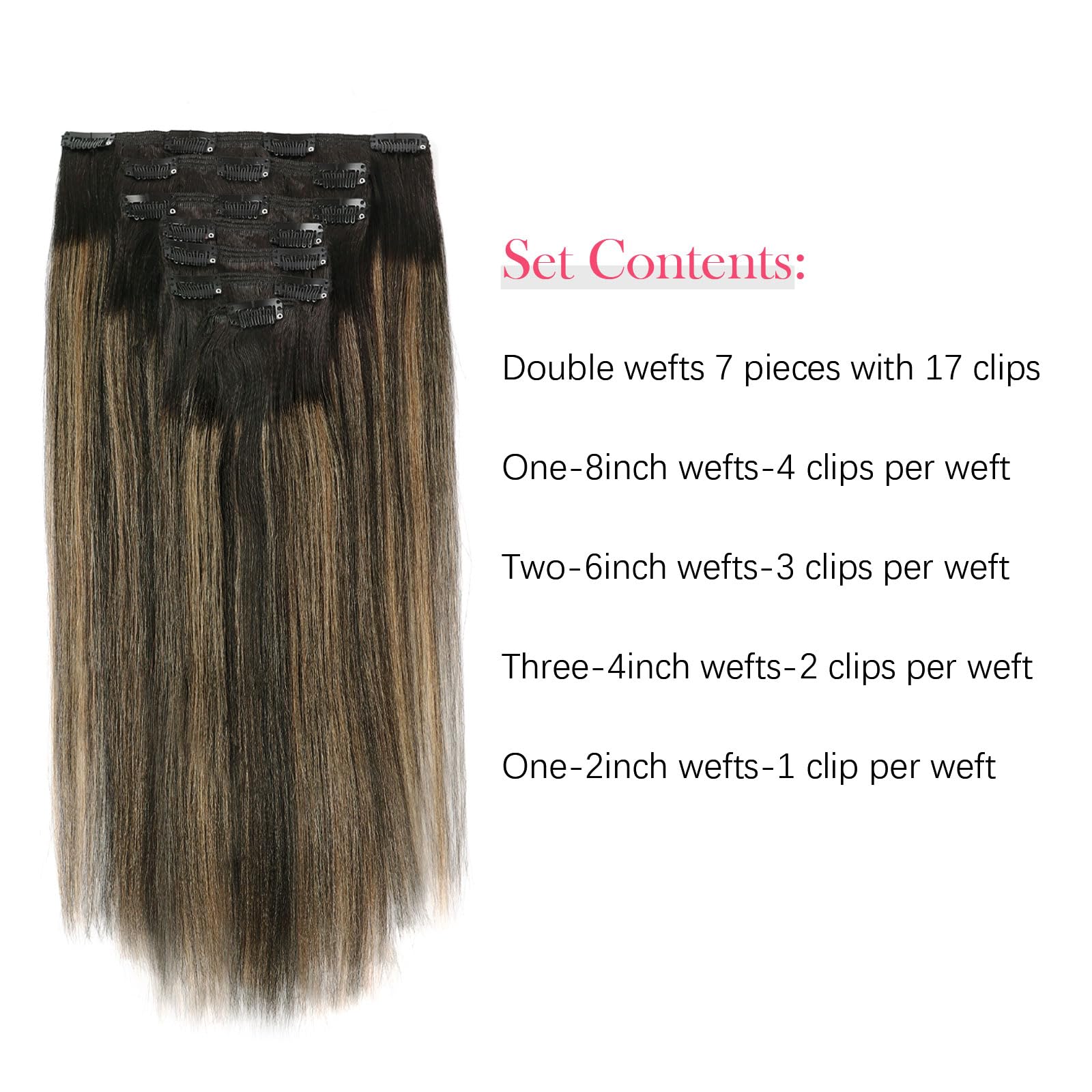Sassina Yaki Style Remy Hair Extensions Clip In Human Hair Clip In Hair Extensions Natural Black To Strawberry Blonde Thick Clip
