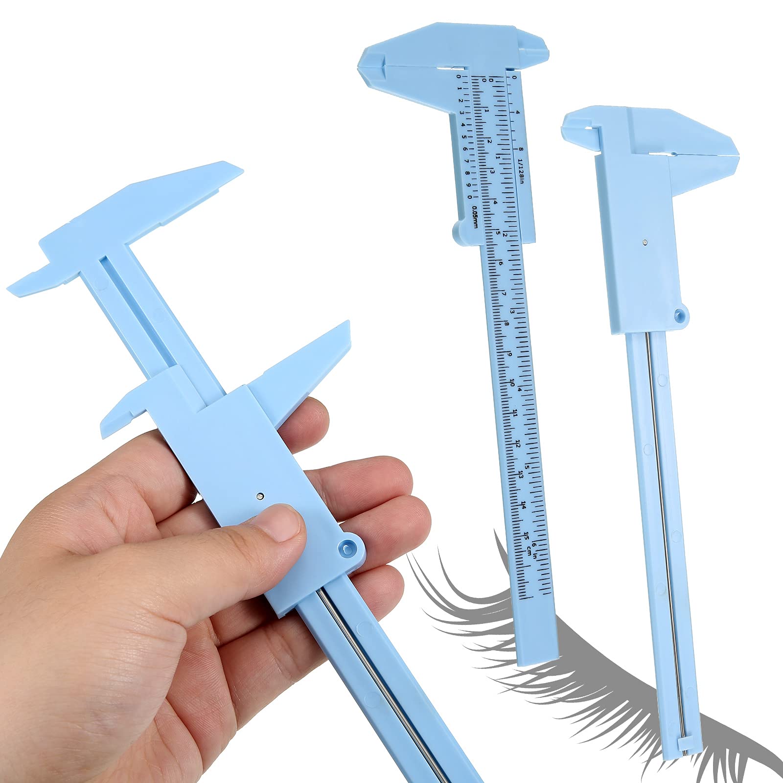Frienda 5 Pieces Eyebrow Measuring Ruler, Brow Mapping Ruler Tool, Mini Vernier Caliper Double Scale Plastic Ruler, Sliding Gaug