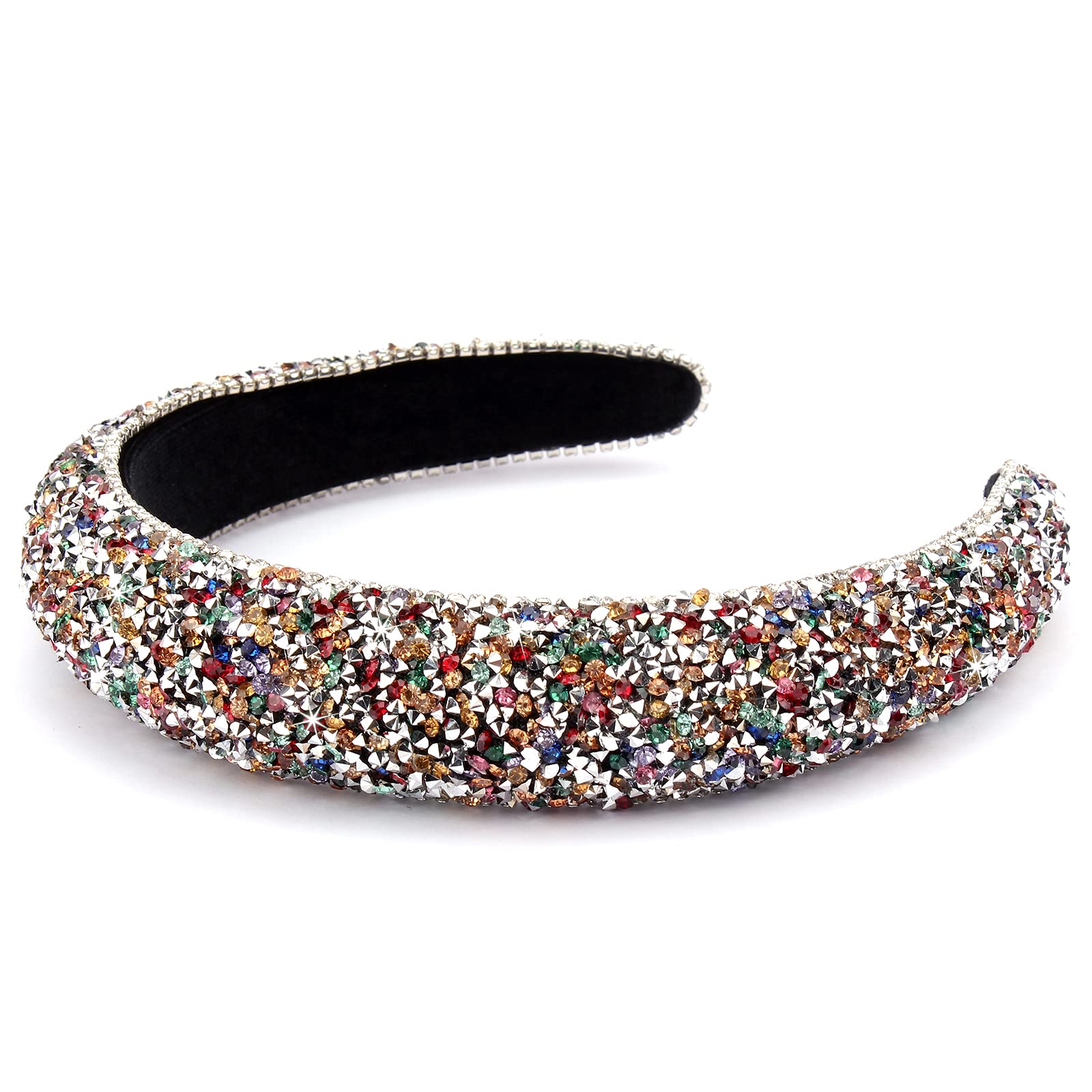 Wecoe Rhinestone Headband Baroque Retro Colorful Headband Bling Diamond Padded Headband Glitter Sparkle Headbands Fashion Headba