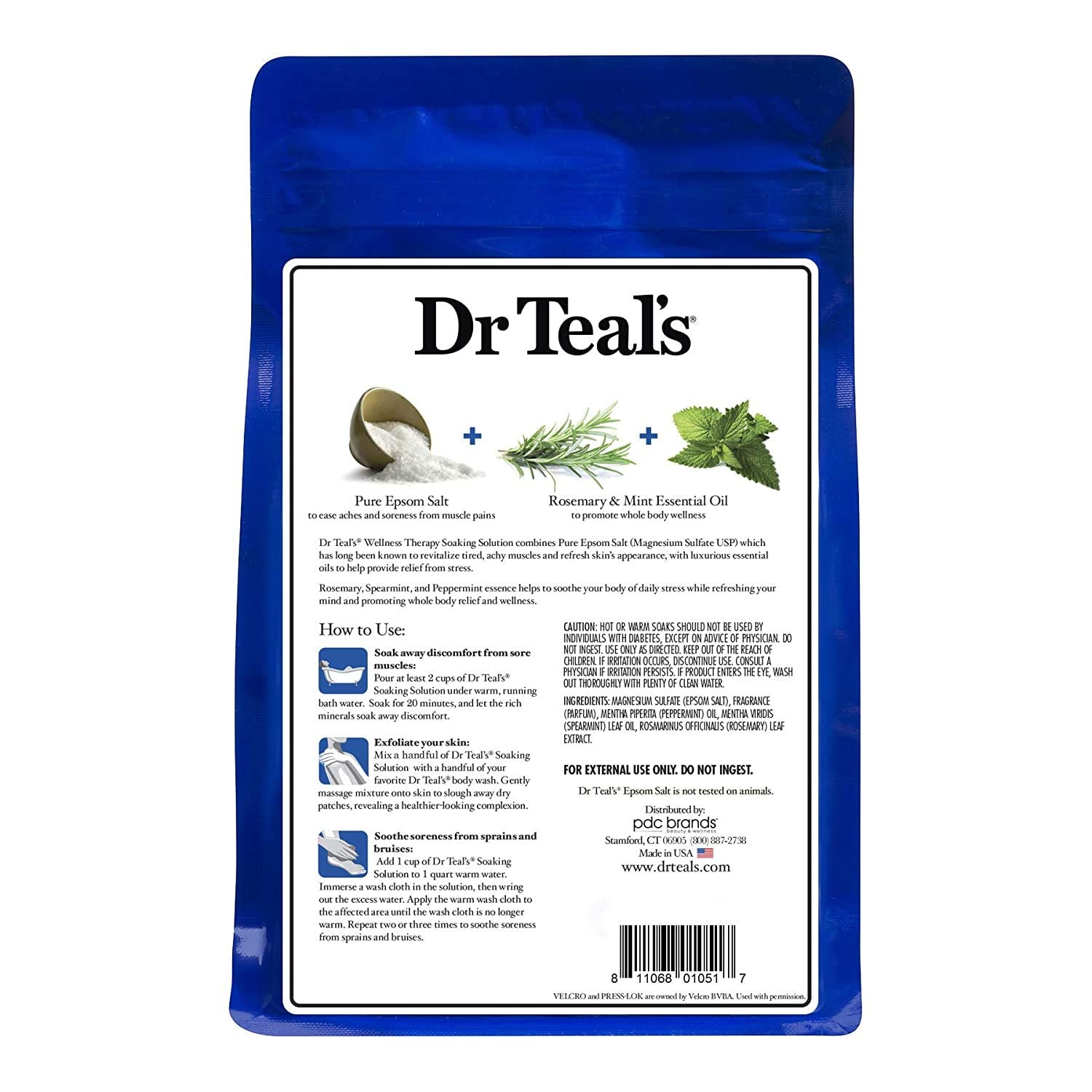 Dr Teal'S Epsom Salt Bath Combo Pack (6 Lbs Total), Soothe & Sleep With Lavender, And Wellness Therapy With Rosemary And Mint