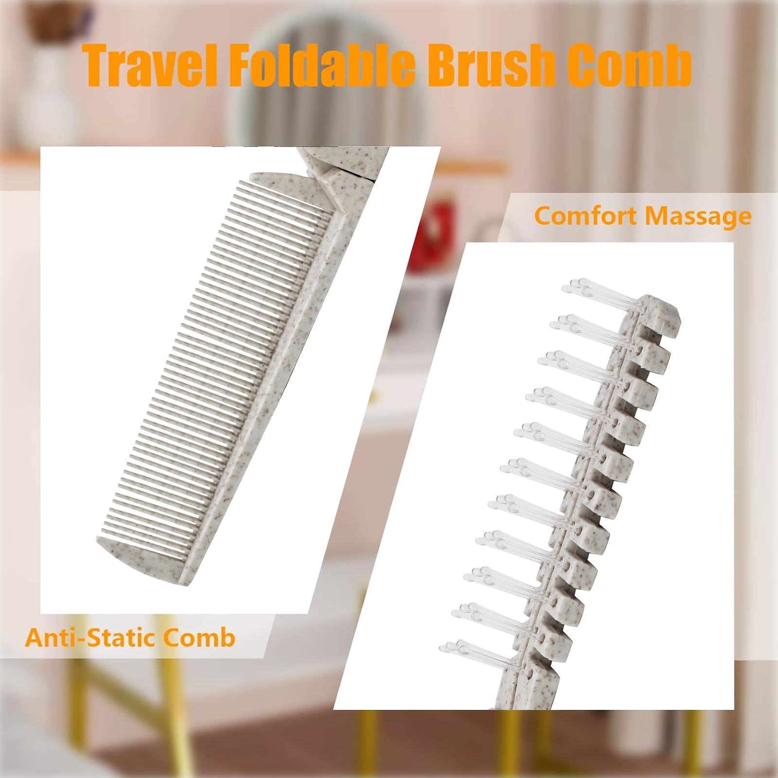 Qjaiune 6Pcs Travel Foldable Anti-Static Hair Comb, Brush & Hairdressing Tools, Mini Pocket & Plastic Folding Comb For Men Women