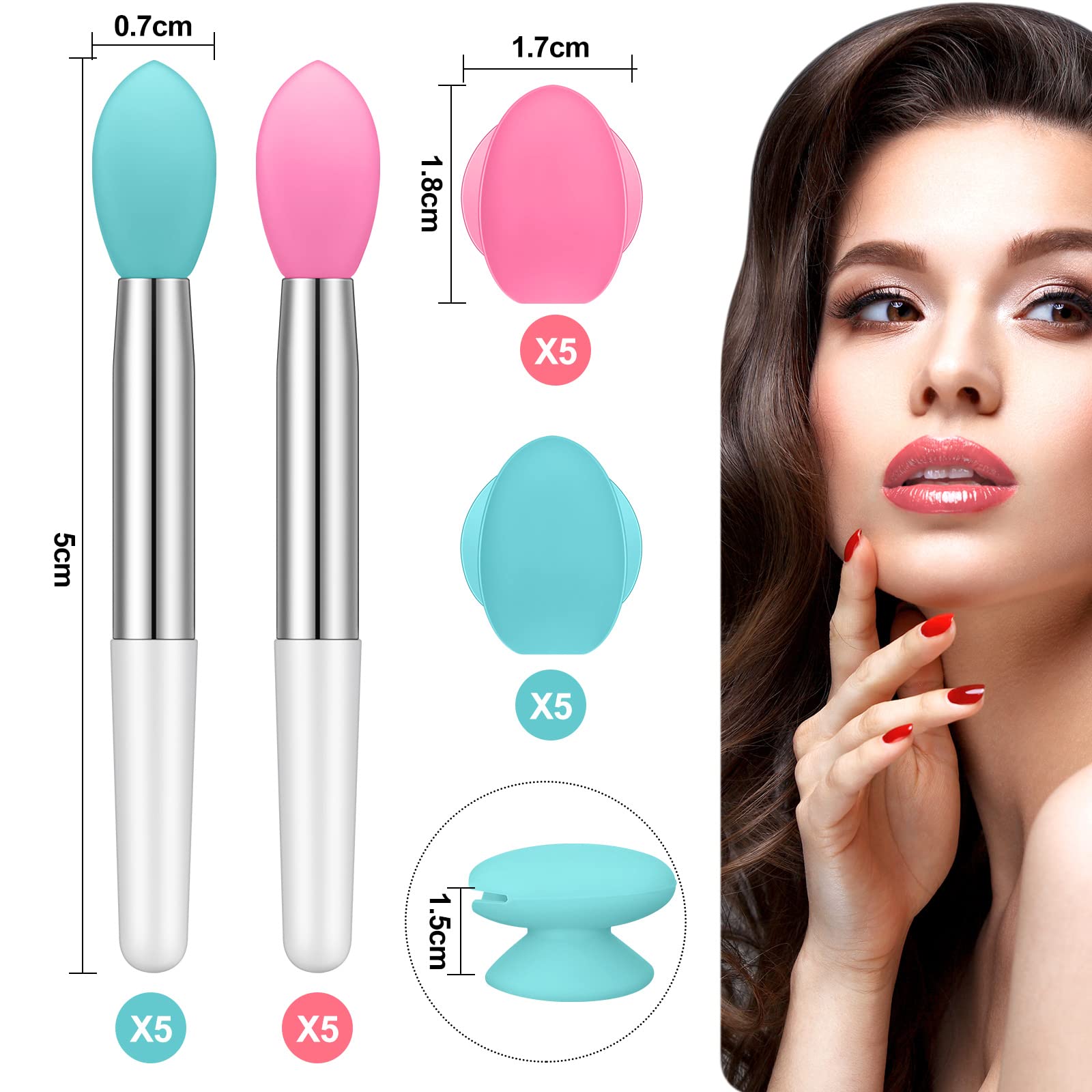 20 Pcs Silicone Lip Brush Covers And Lip Brushes For Lipsticks, Lip Gloss, Lip Balm And Other Cream Makeup Products (Pink, Green