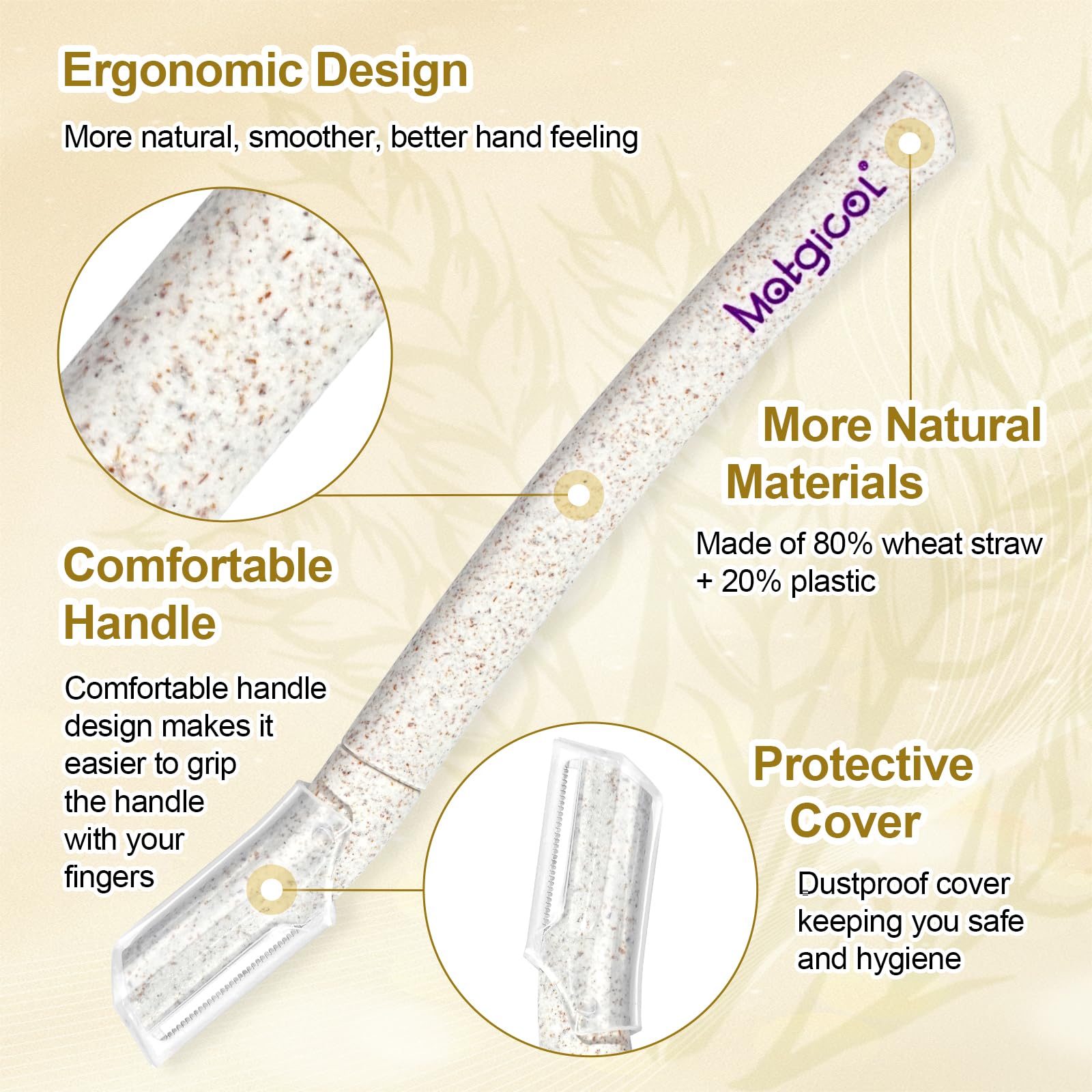 Eco-Friendly Women'S Dermaplaning Razor - Multipurpose Exfoliating Tool With Anti-Cut Blades & Biodegradable Handle For Silky Sk