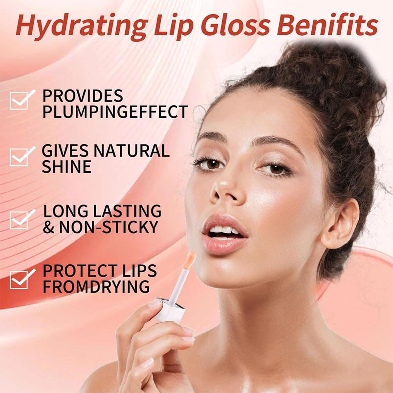 Hydrating Lip Glow Oil, Lip Oil Gloss Transparent Toot Tinted Nourishing Long Lasting Repairing Lightening Lip Lines (Clear) 0.2