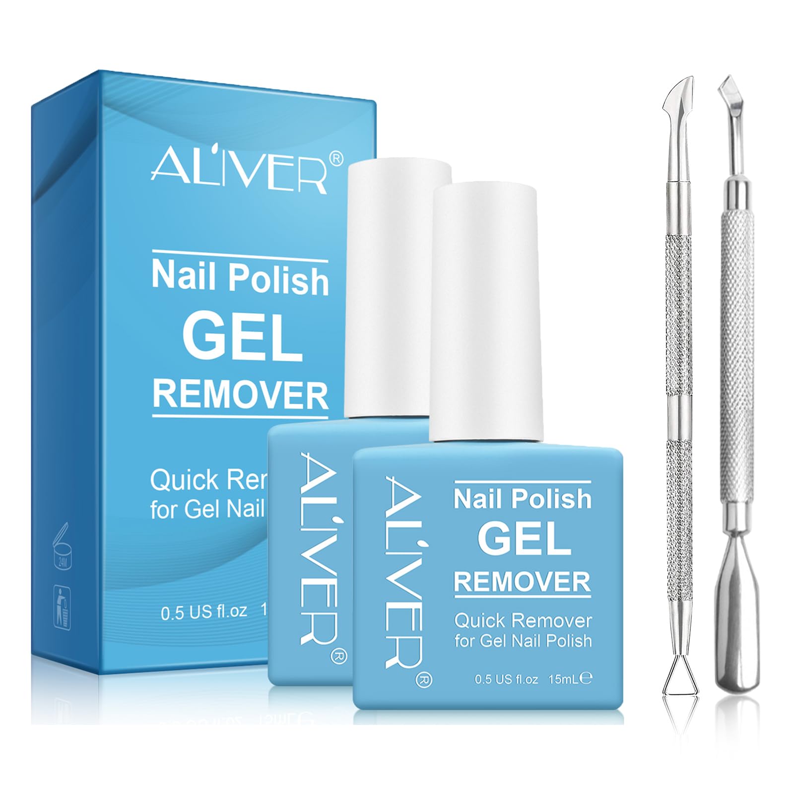 2 Pack Gel Nail Polish Remover, Gel Polish Remover for Nails, Easily Magic Soak-Off Gel Polish in 2-5 Minutes - Safe, No Need Fo