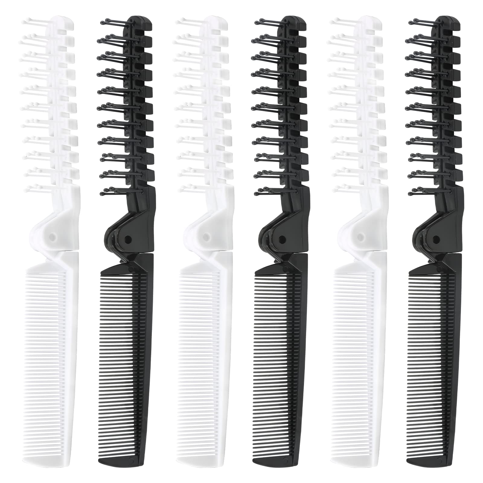 Qjaiune 6Pcs Foldable Brush Comb, Anti-Static Hair Comb Mini Pocket Comb, Double Headed Hair Brush Hairdressing Tools Plastic Fo
