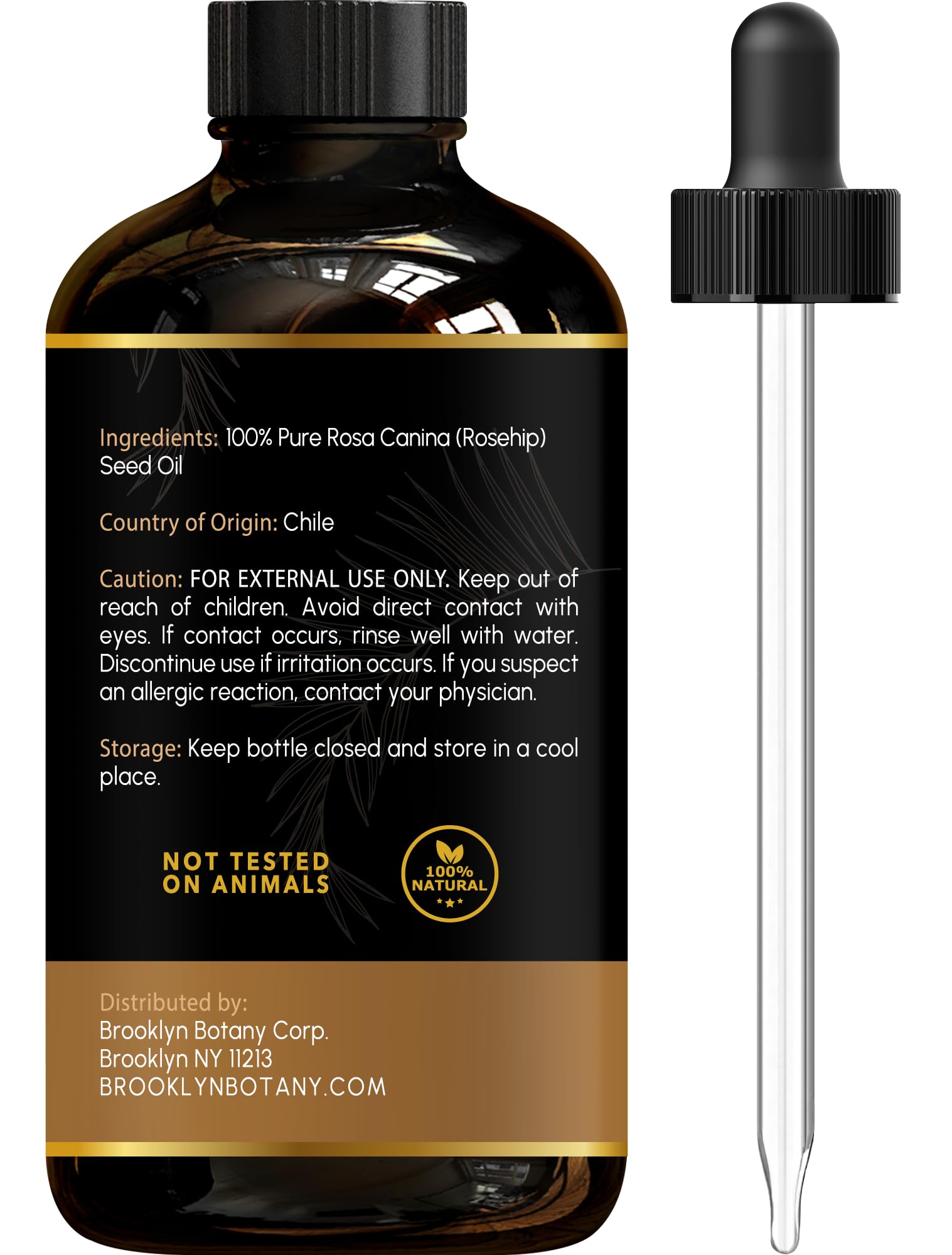 Brooklyn Botany Organic Rosehip Oil For Face, Skin And Hair - 100% Pure And Natural Organic Rosehip Seed Oil - Use As Carrier Oi