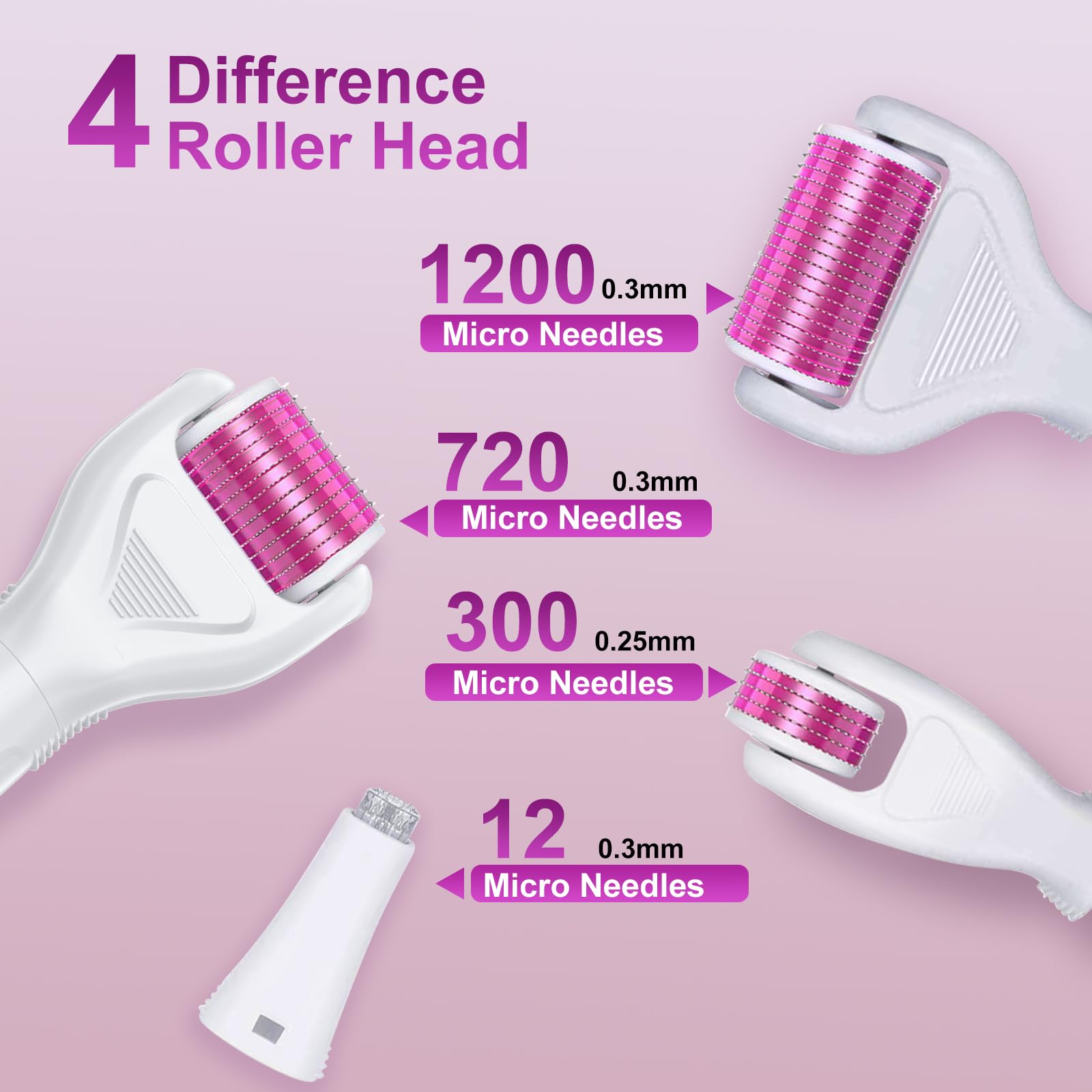 Yafex Derma Roller For Face And Body - 6 In 1 Titanium Microneedling Roller Kit Micro Needle Roller, 300 And 720 Needles 0.25Mm,
