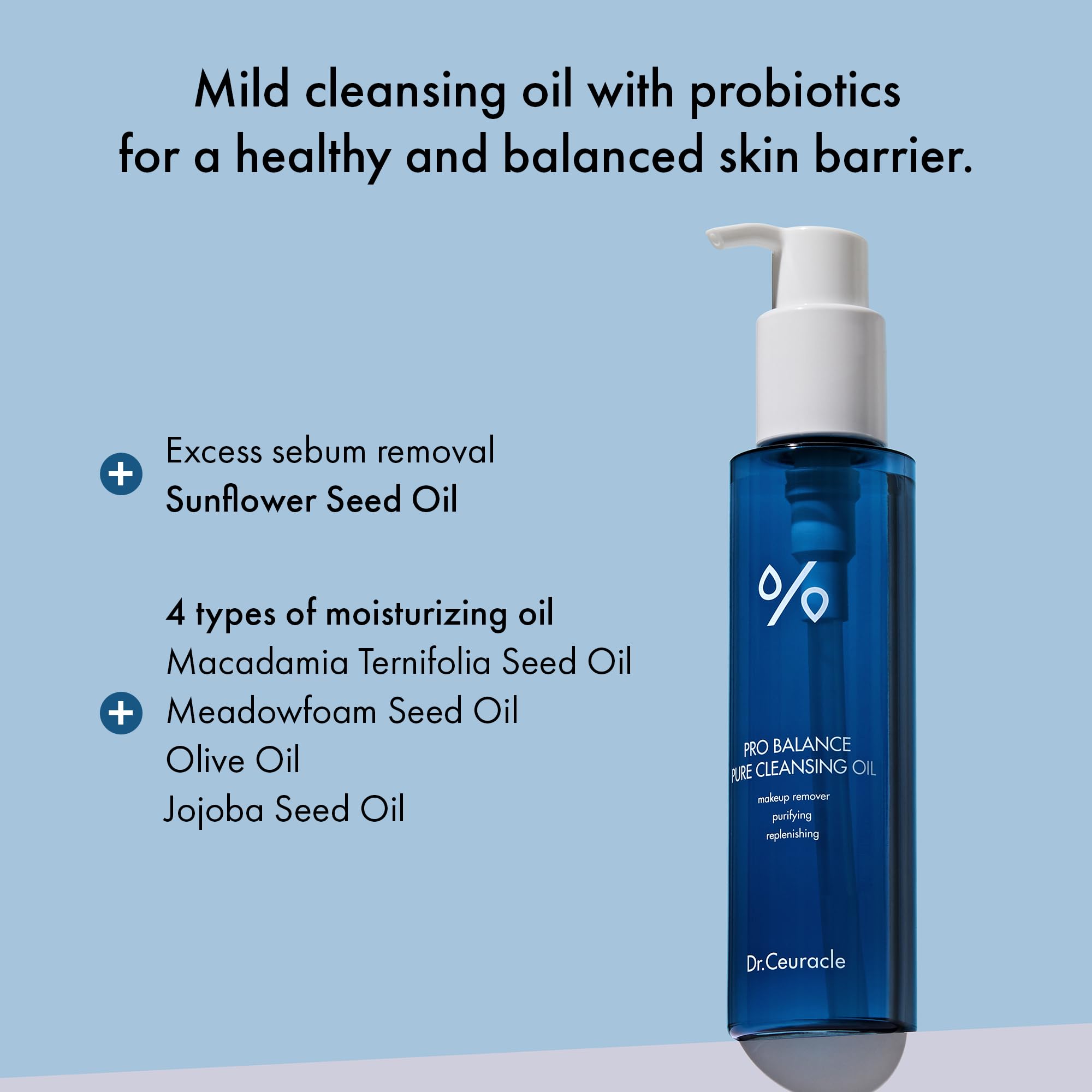 Dr.Ceuracle Pro Balance Pure Cleansing Oil - Makeup Sunscreen Remover Oil Cleanser, Korean Facial Cleanser With Hydrating Finish