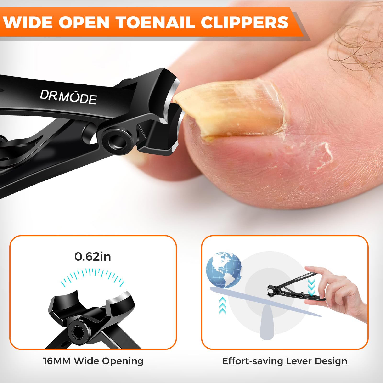Toenail Clippers For Thick Nails For Seniors, Angled Head Large Toe Nail Clippers For Men With Catcher, Heavy Duty Wide Opening