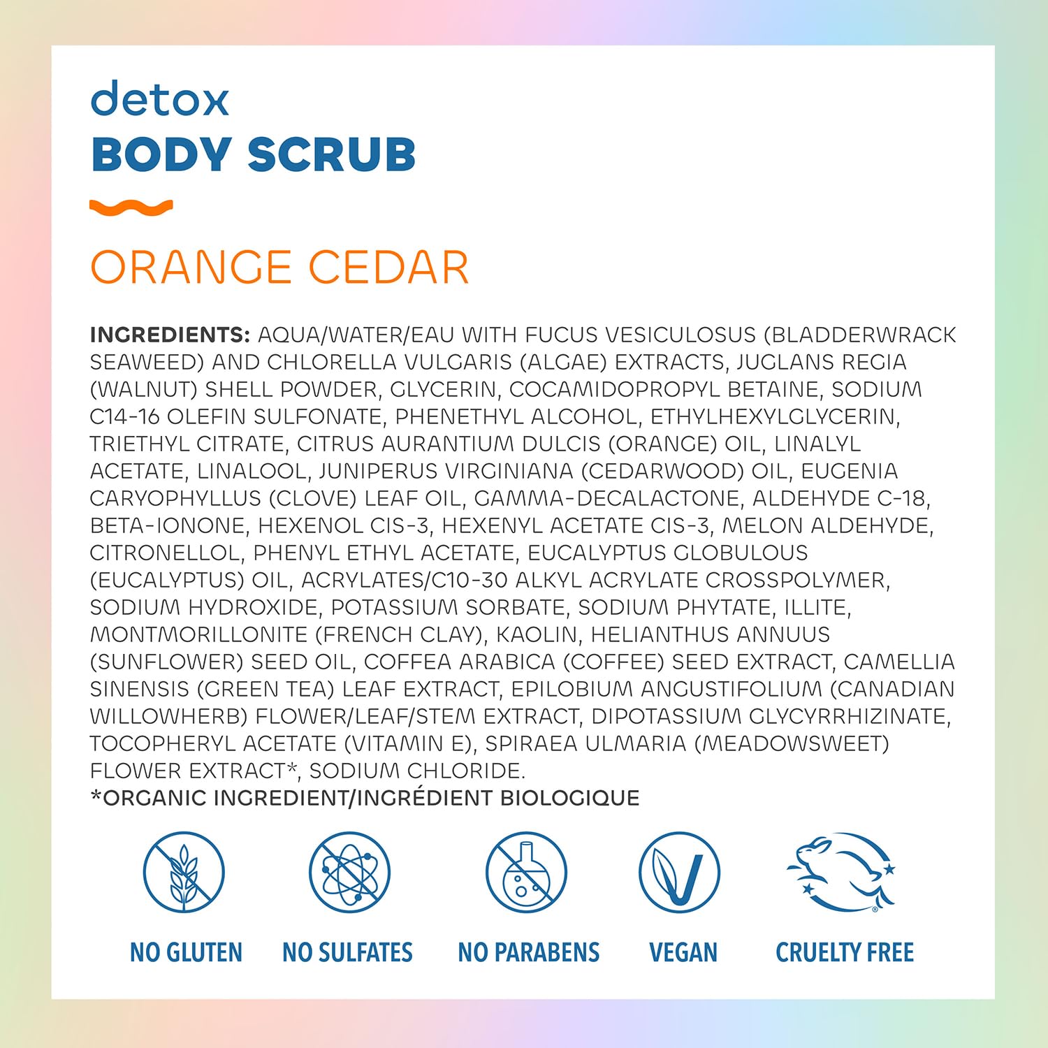 Seaweed Bath Co. Detox Body Scrub, Orange Cedar Scent, 6 Ounce, Sustainably Harvested Seaweed, French Sea Clay, Coffee Extract