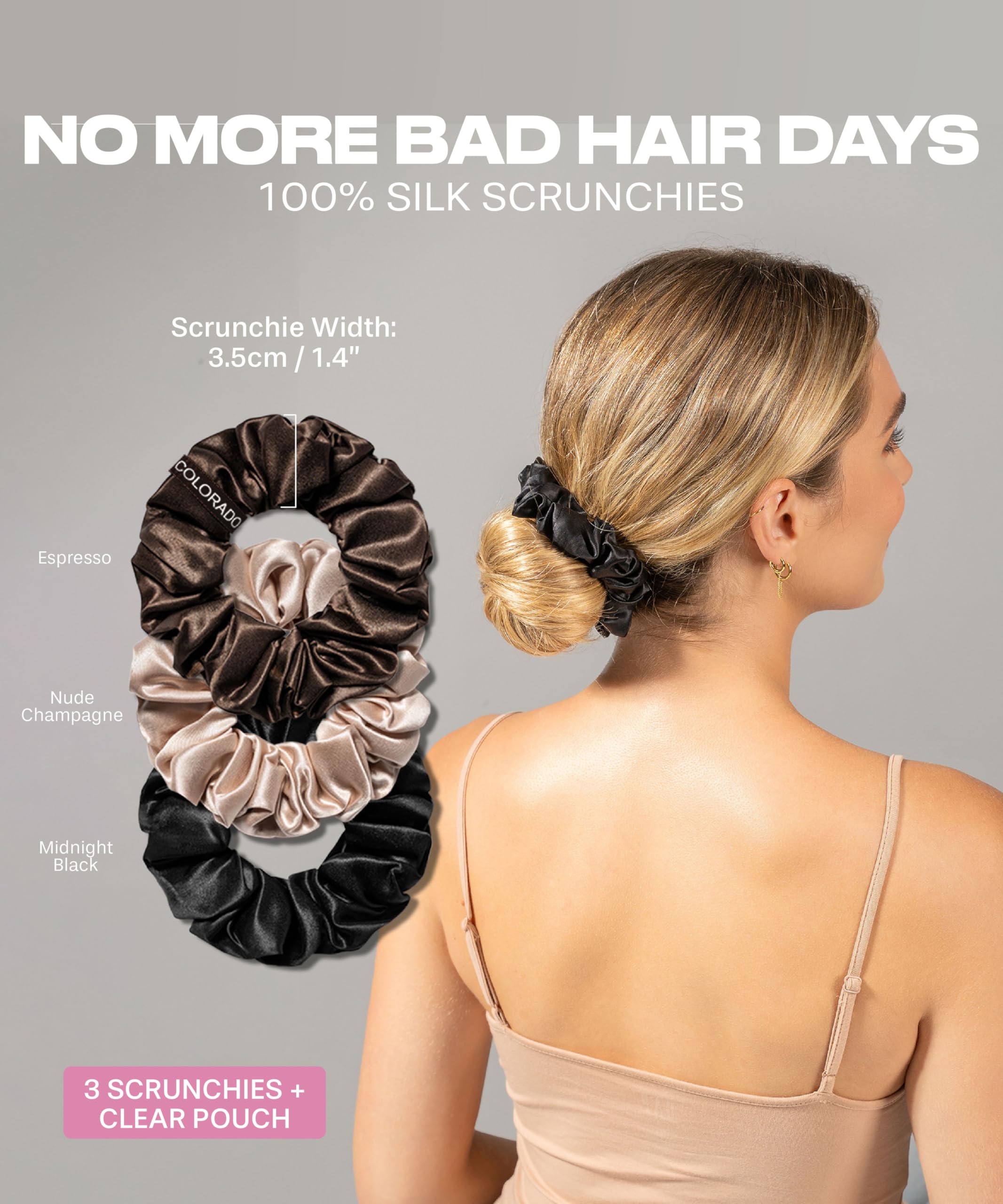 Ch. Mulberry Silk Scrunchies Set, 100% Pure Hair Accessories, Extra Soft Scrunchies For Hair & Sleep, Premium 22 Momme Handmade