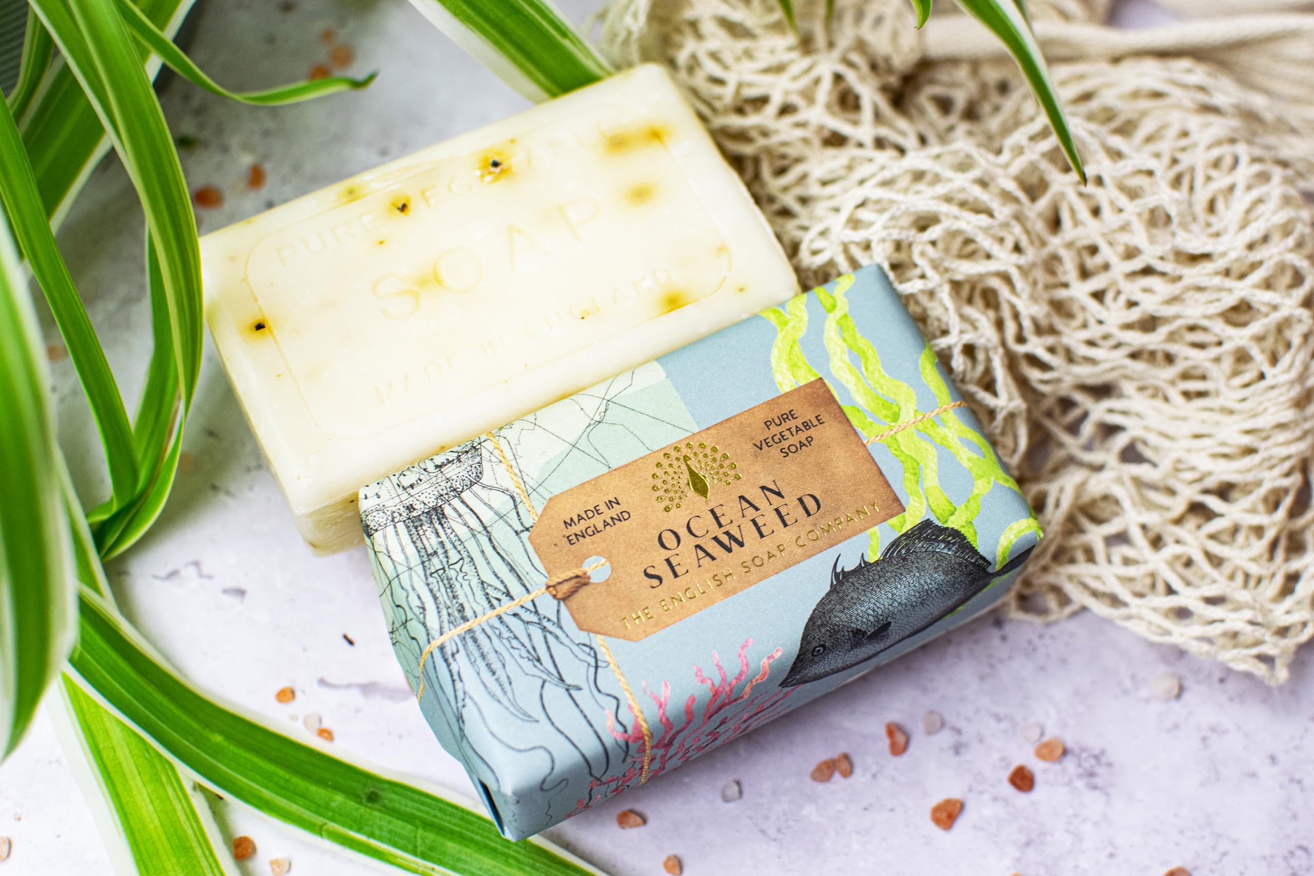 The English Soap Company Anniversary Wrapped Soap Bar, Luxury Seaweed Shea Butter Soap Bar, Exfoliating Soap Bar For Face And Bo