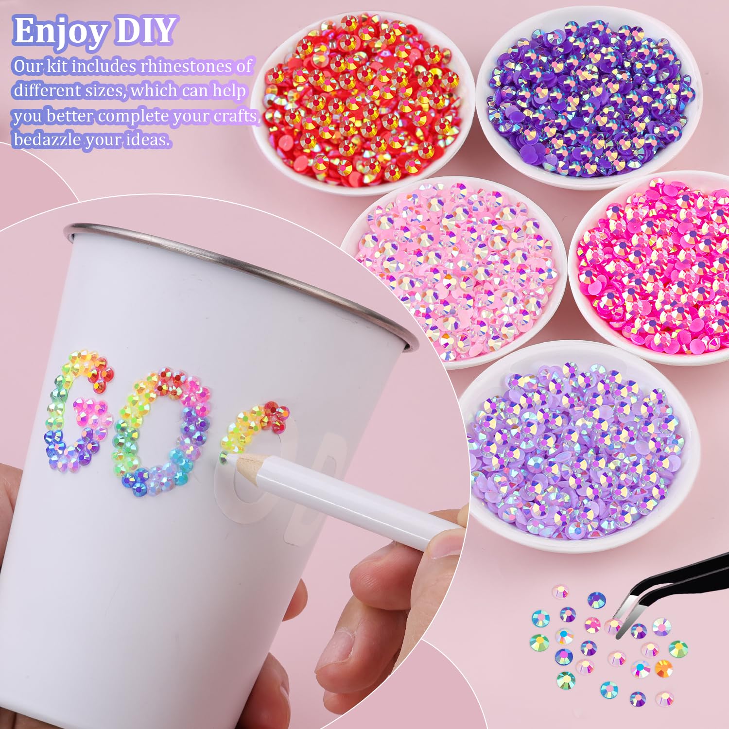 5200Pcs Resin Jelly Rhinestones With Tweezers For Crafting, Mixed-Color 5Mm Flatback Gems, Bedazzling Crystal For Diy Crafts Clo